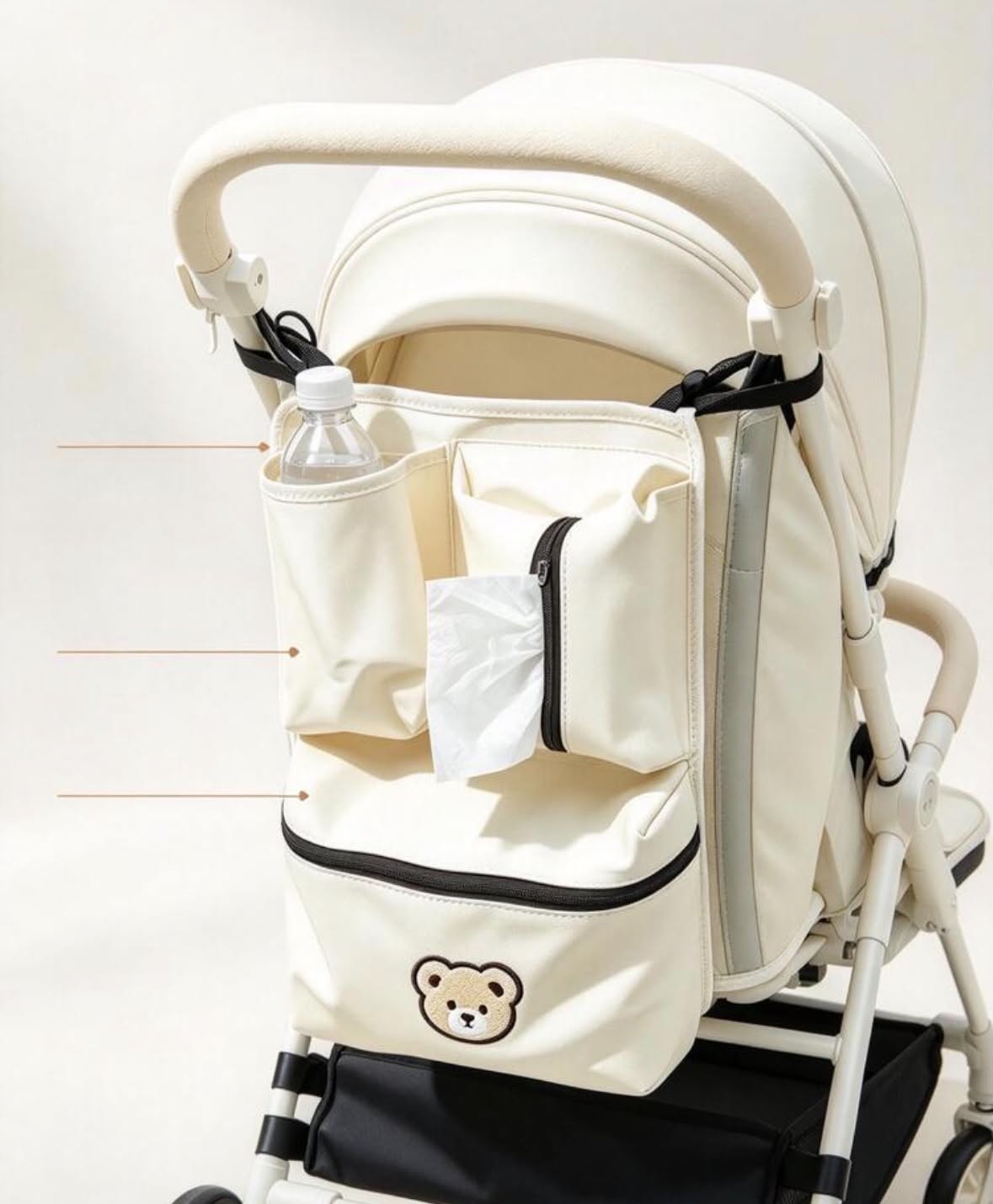 Luxury Stroller Organizer Bag with Tissue Pocket & Cup Holders