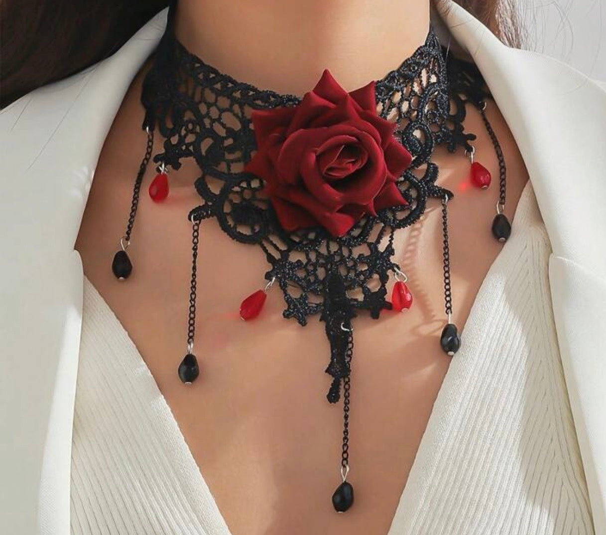 Retro Gothic Rose Choker