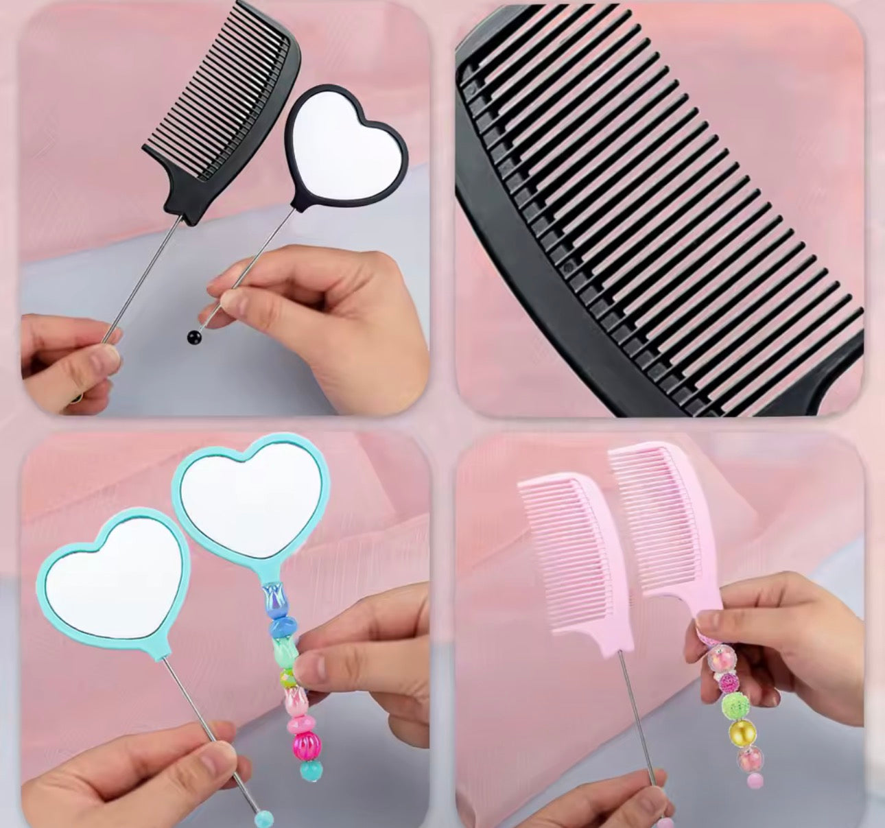 Mystery Beadable Mirror And Comb Set
