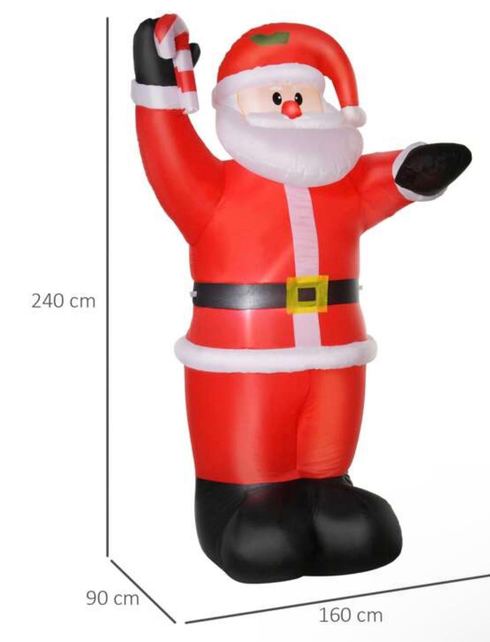 Giant Inflatable Waving Santa Claus with Candy Cane