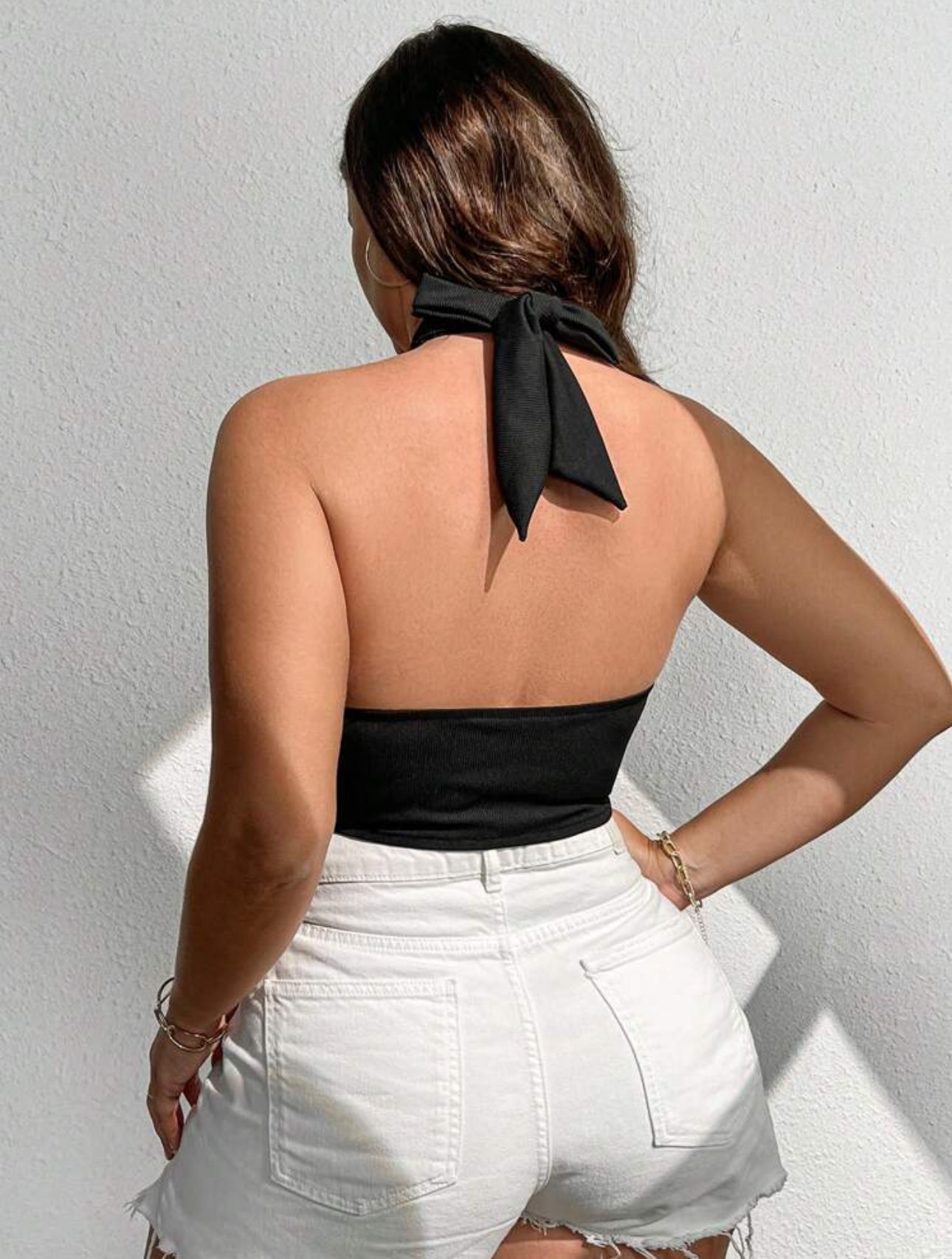 Curve Black Halter Crop Top