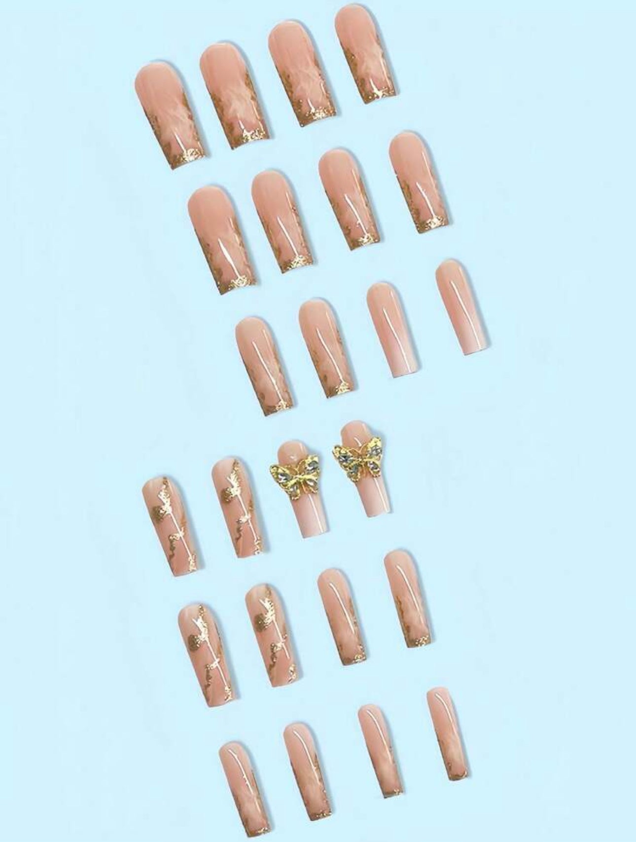 Champagne Butterfly Nails