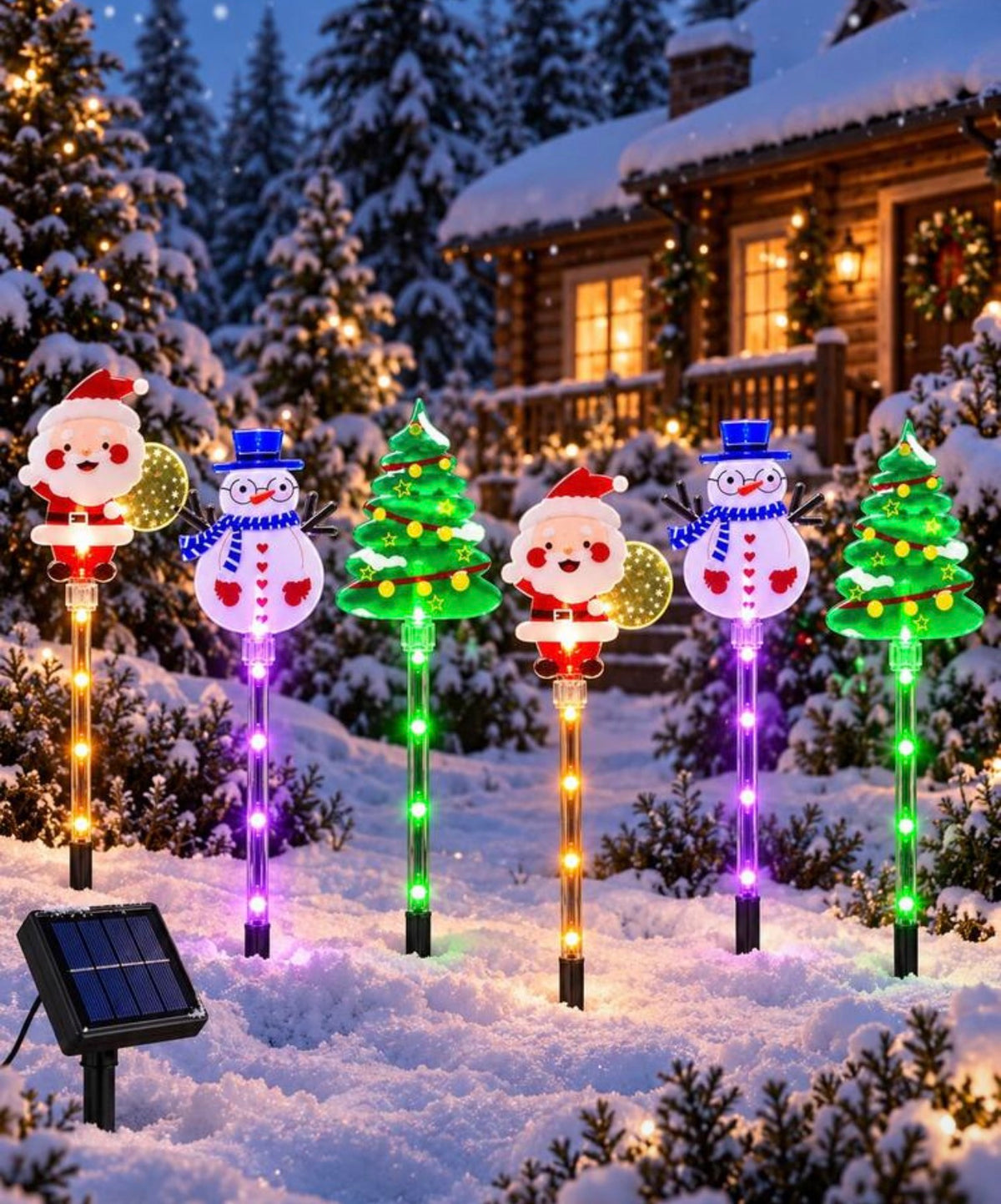 Solar Christmas Pathway Garden Stake Lights Set