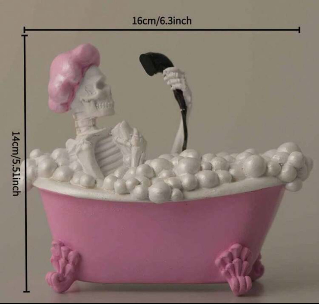 Pink Skull In Bath Bathroom Ornament