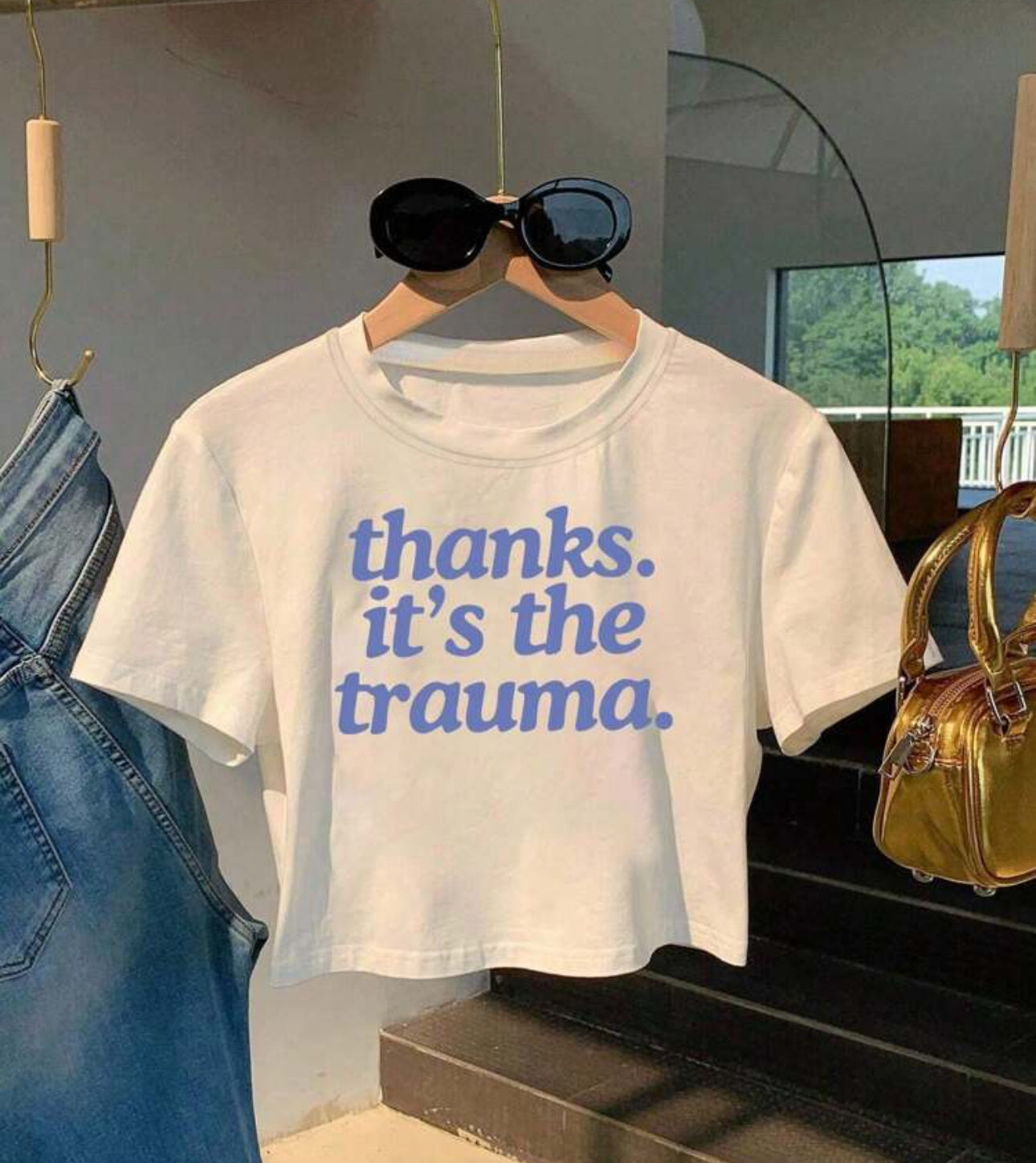 Curve Thanks Its The Trauma Crop Top