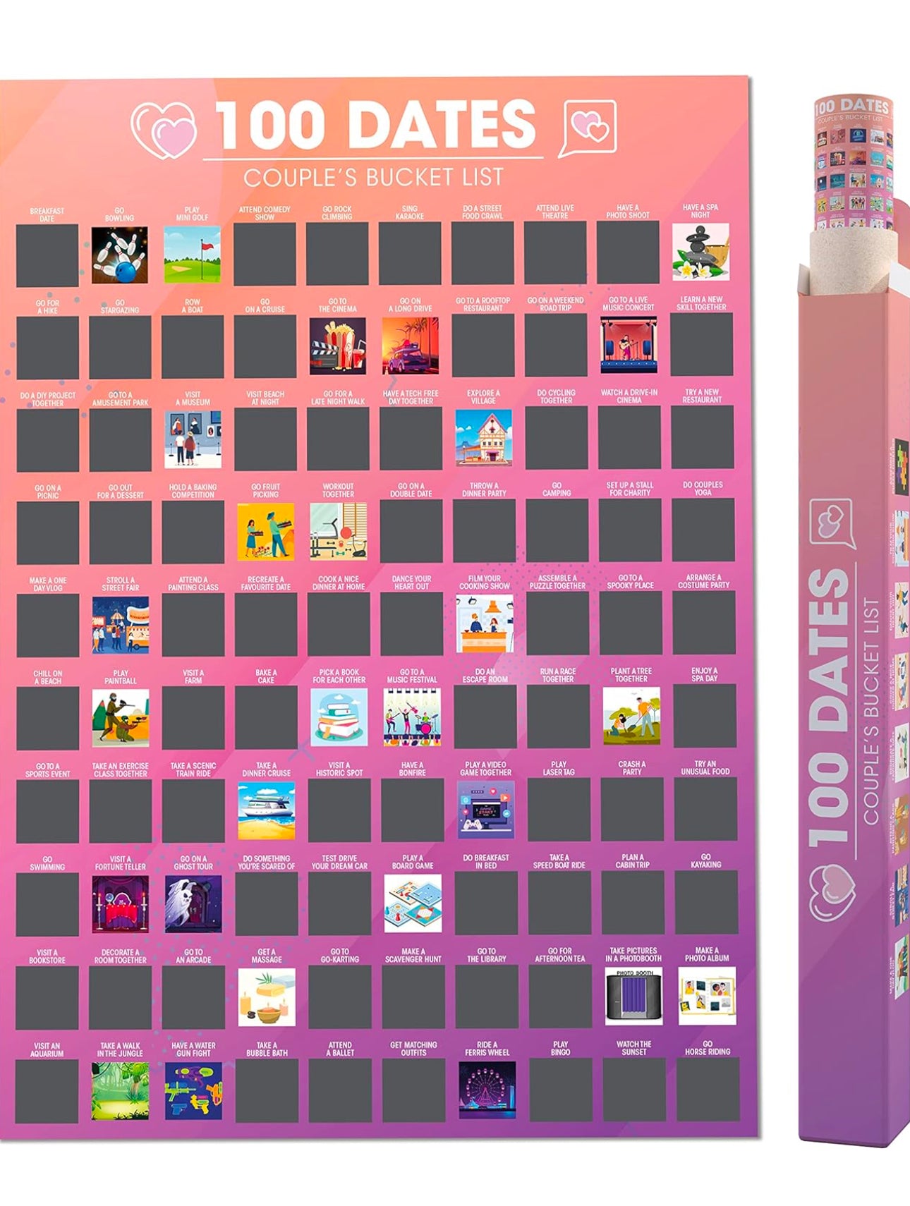 100 Dates Bucket List Scratch Off Poster