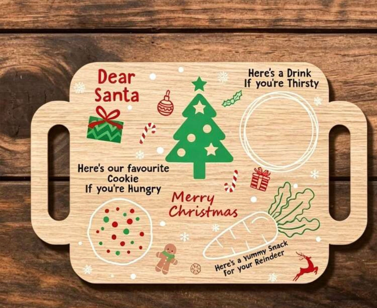 Wooden Santa's Milk and Cookies Board
