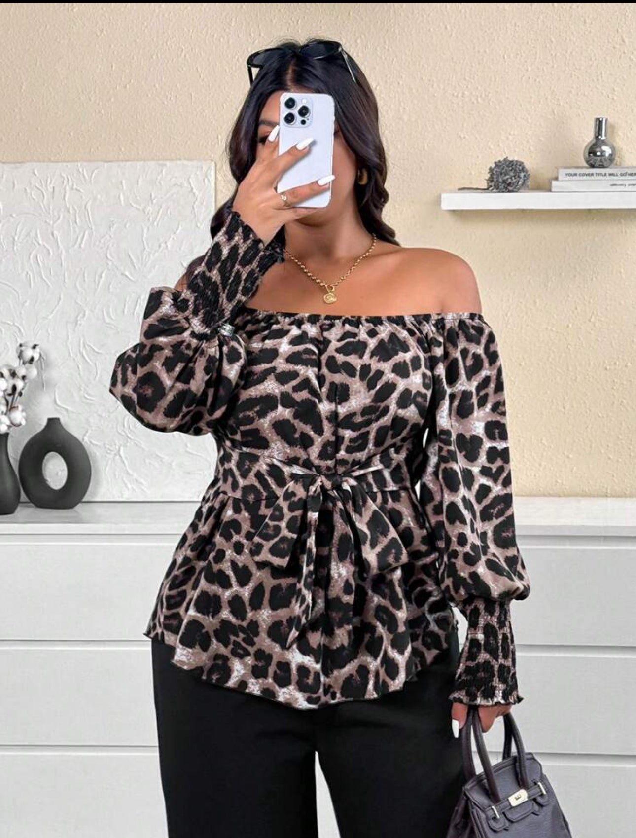Curve Leopard Print Off The Shoulder Top