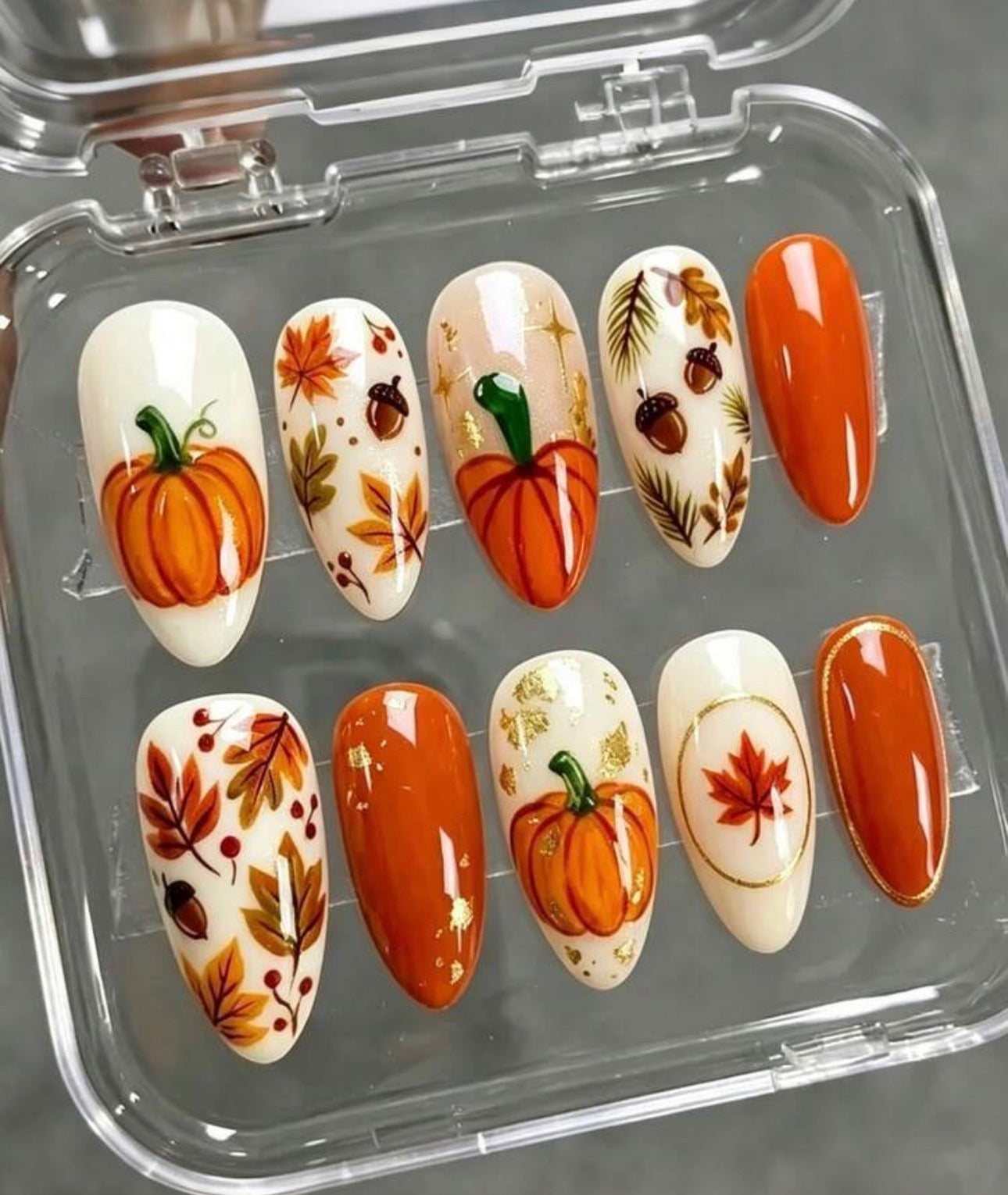 Autumn Harvest Pumpkin & Maple Press-On Nails