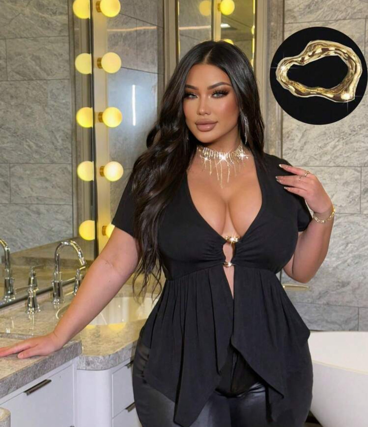 Curve Draped Neck T-shirt