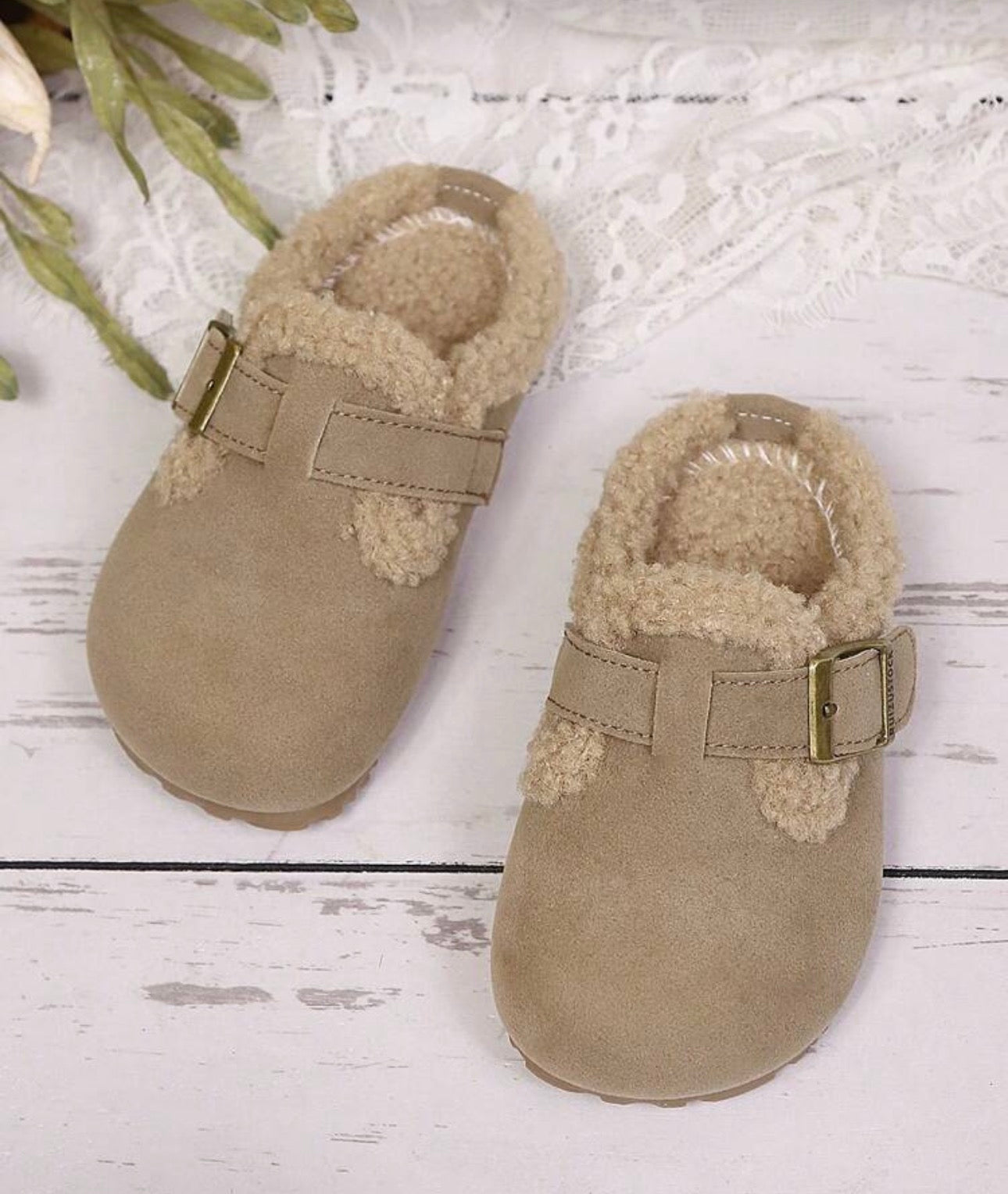 Toddler Slip On Plush Fur Slippers