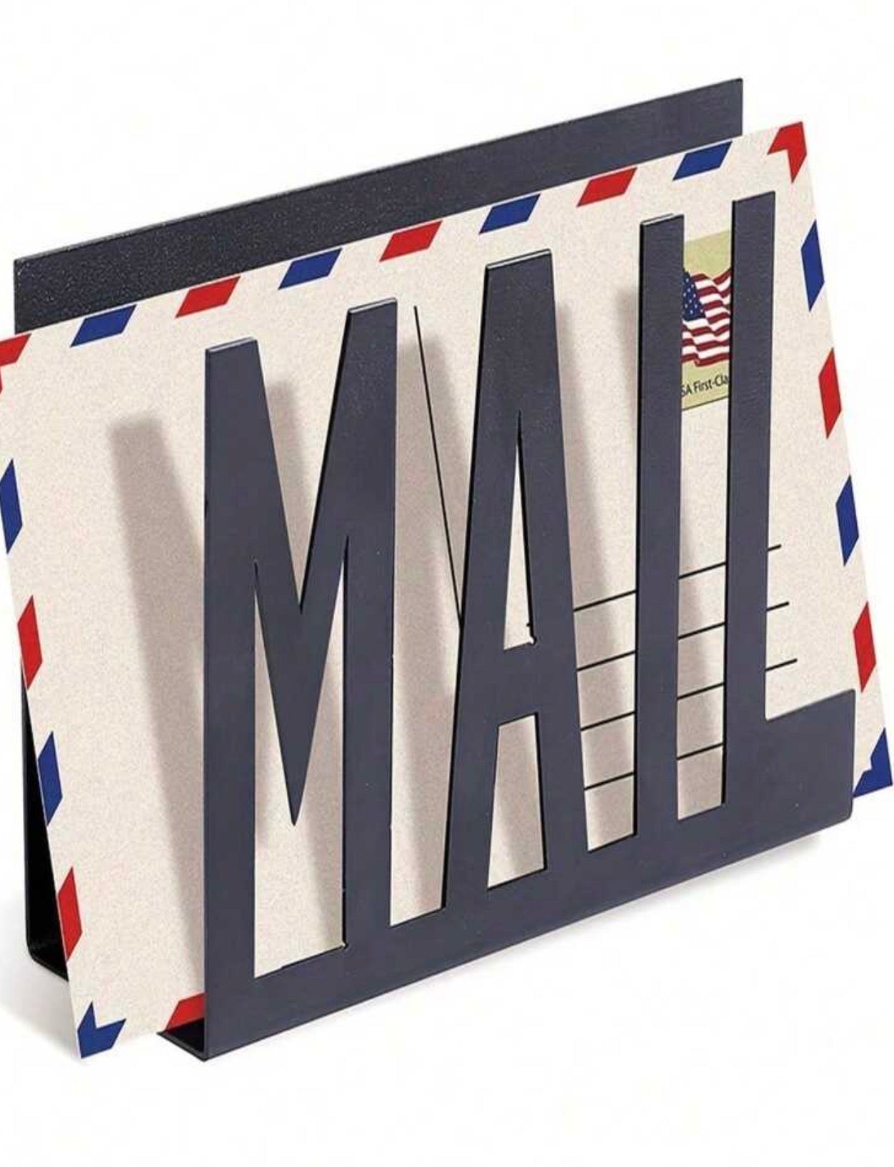 Black Metal Mail Desktop Letter Holder & Organizer