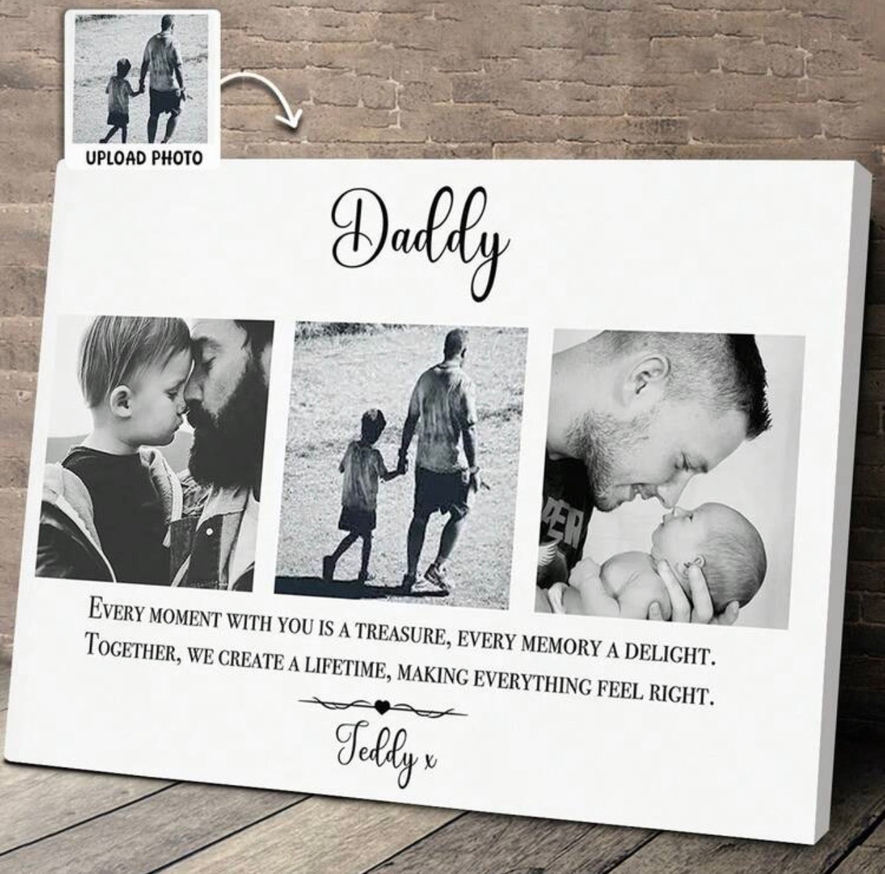 Personalised 3 Photo Dad Plaque