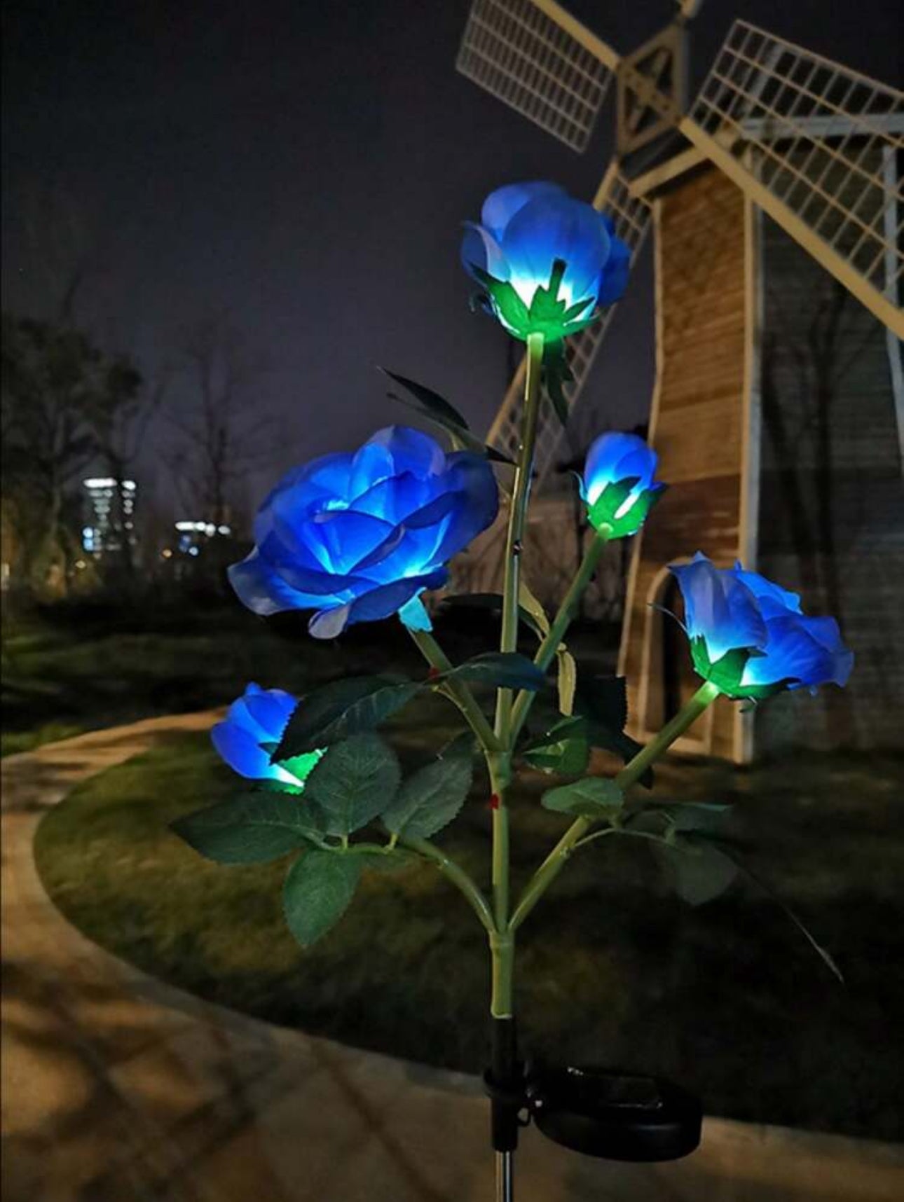 Solar Powered Blue Flower Lights