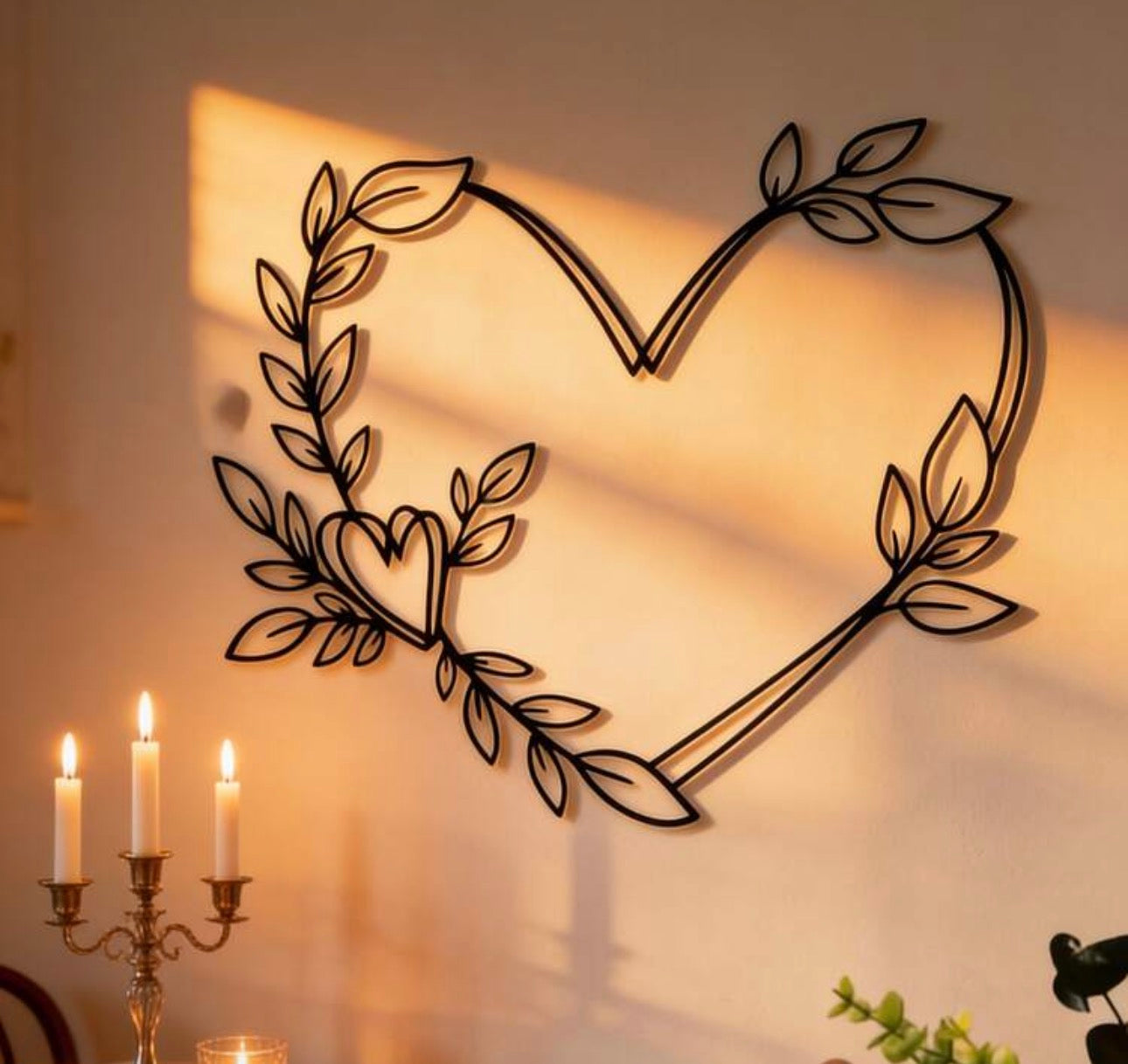 Botanical Heart Metal Wall Art