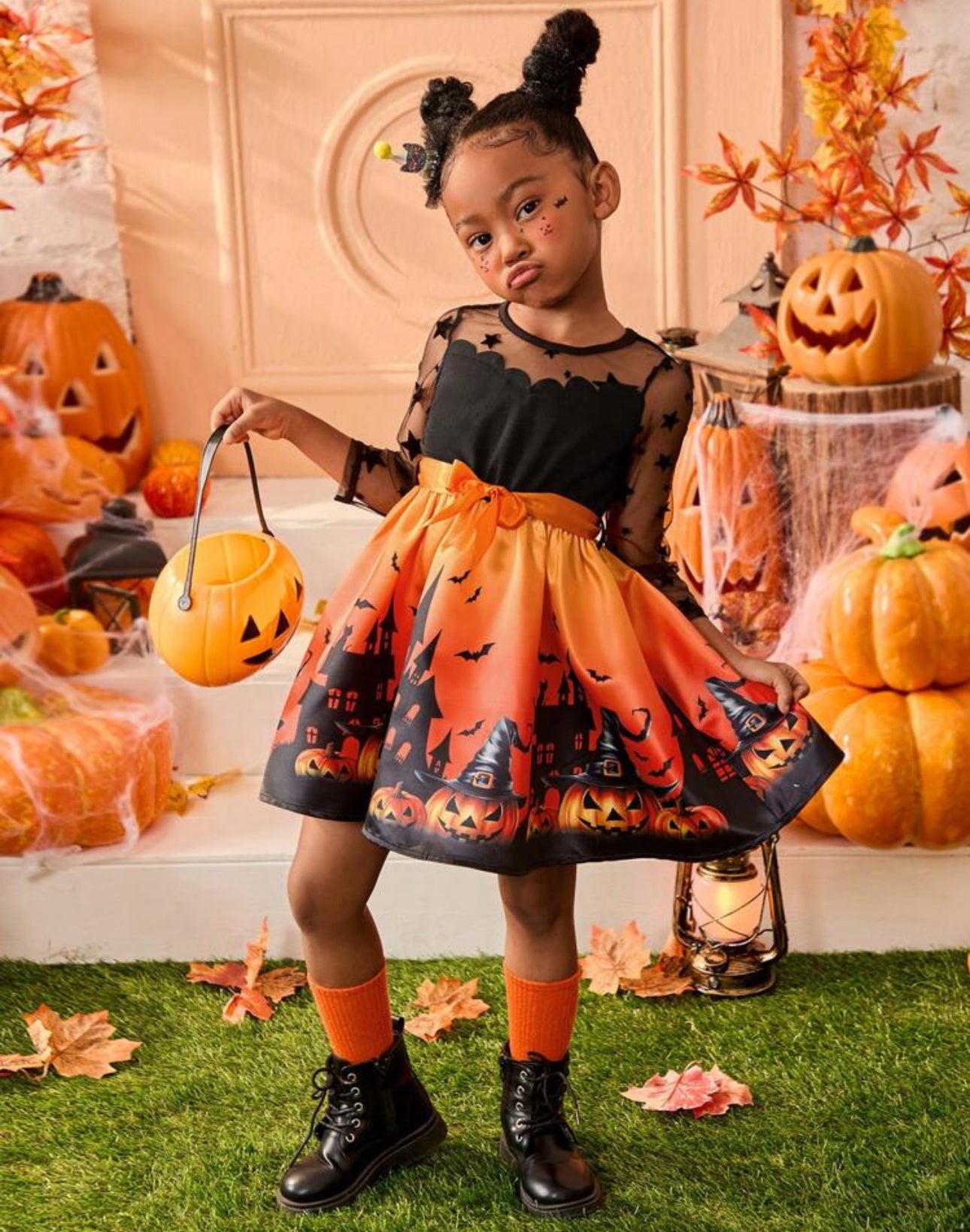 Girls Pumpkin Halloween Dress