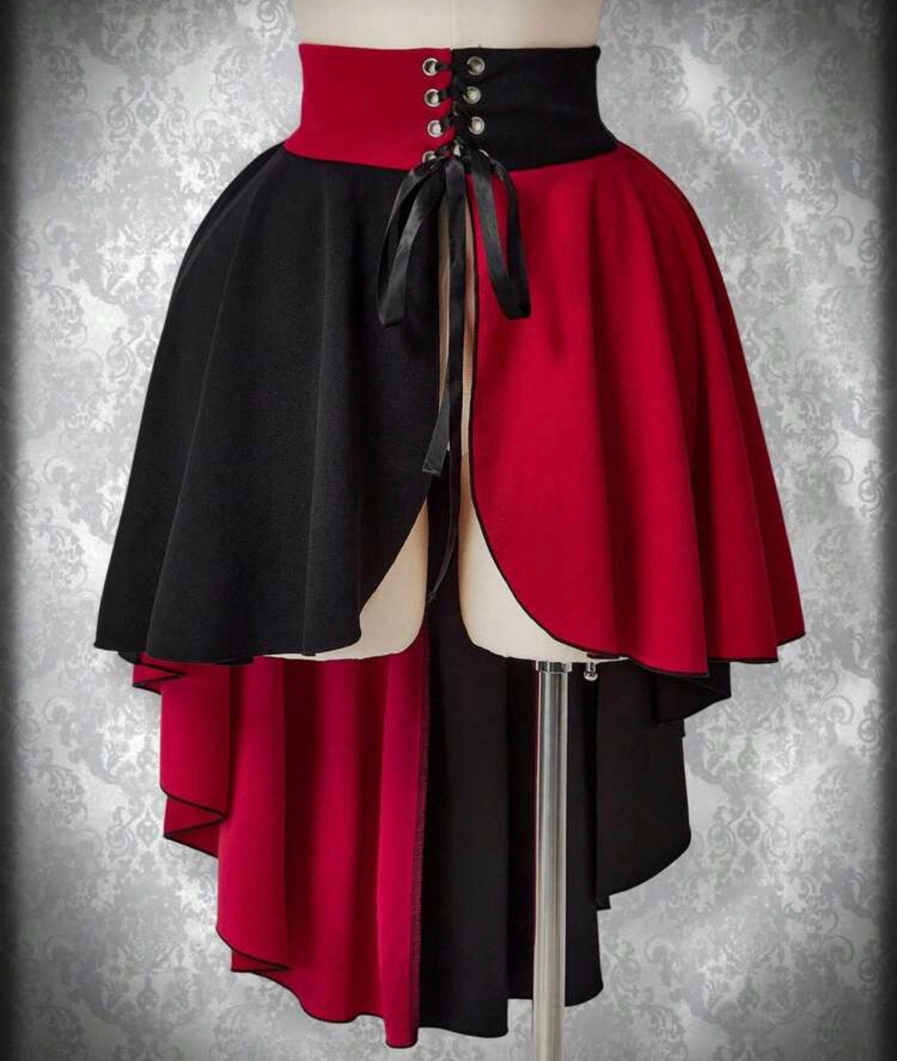 Curve Black and Red Hem Skirt