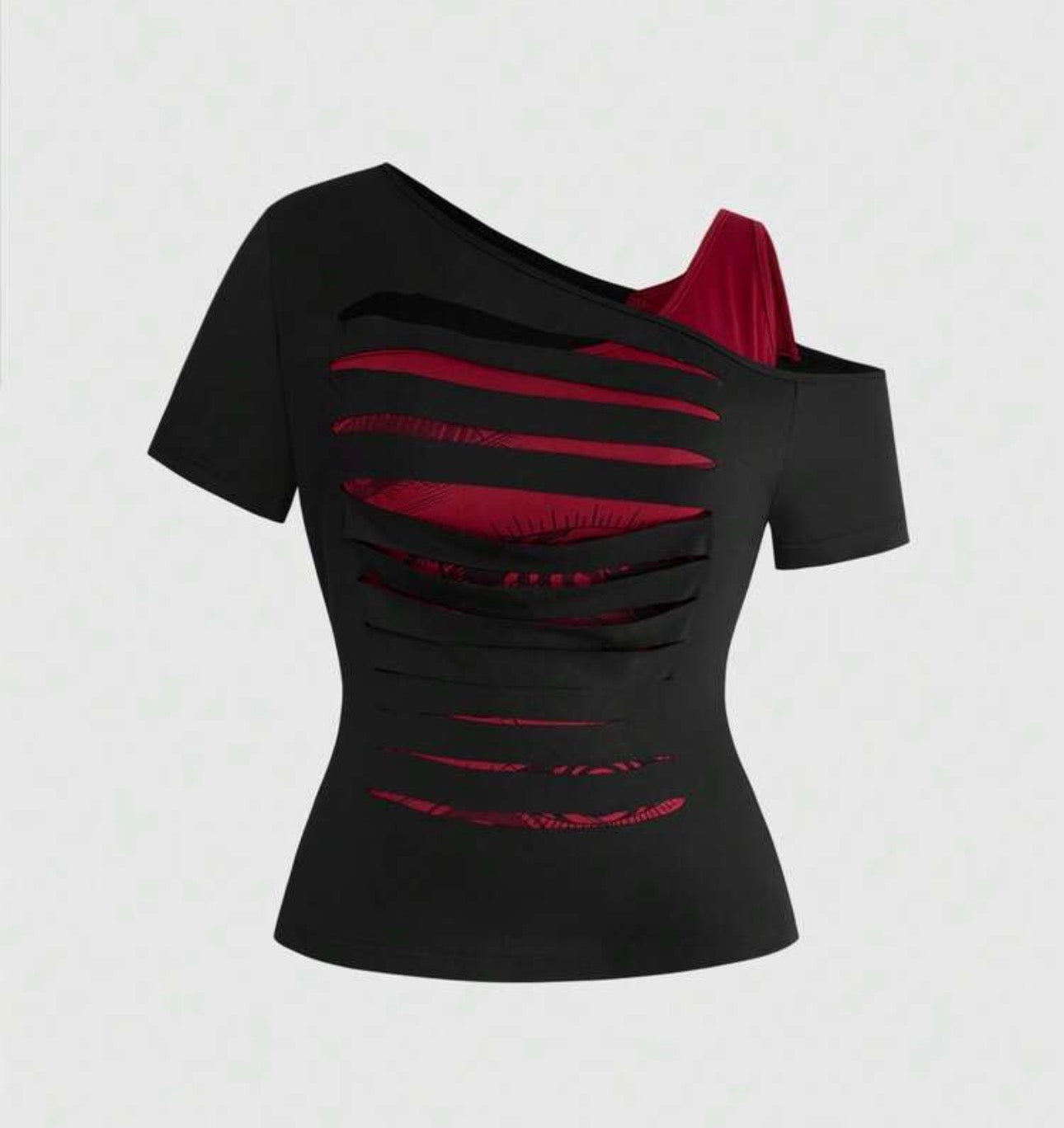 Curve Crimson Eclipse Slashed 2-in-1 Layered Top