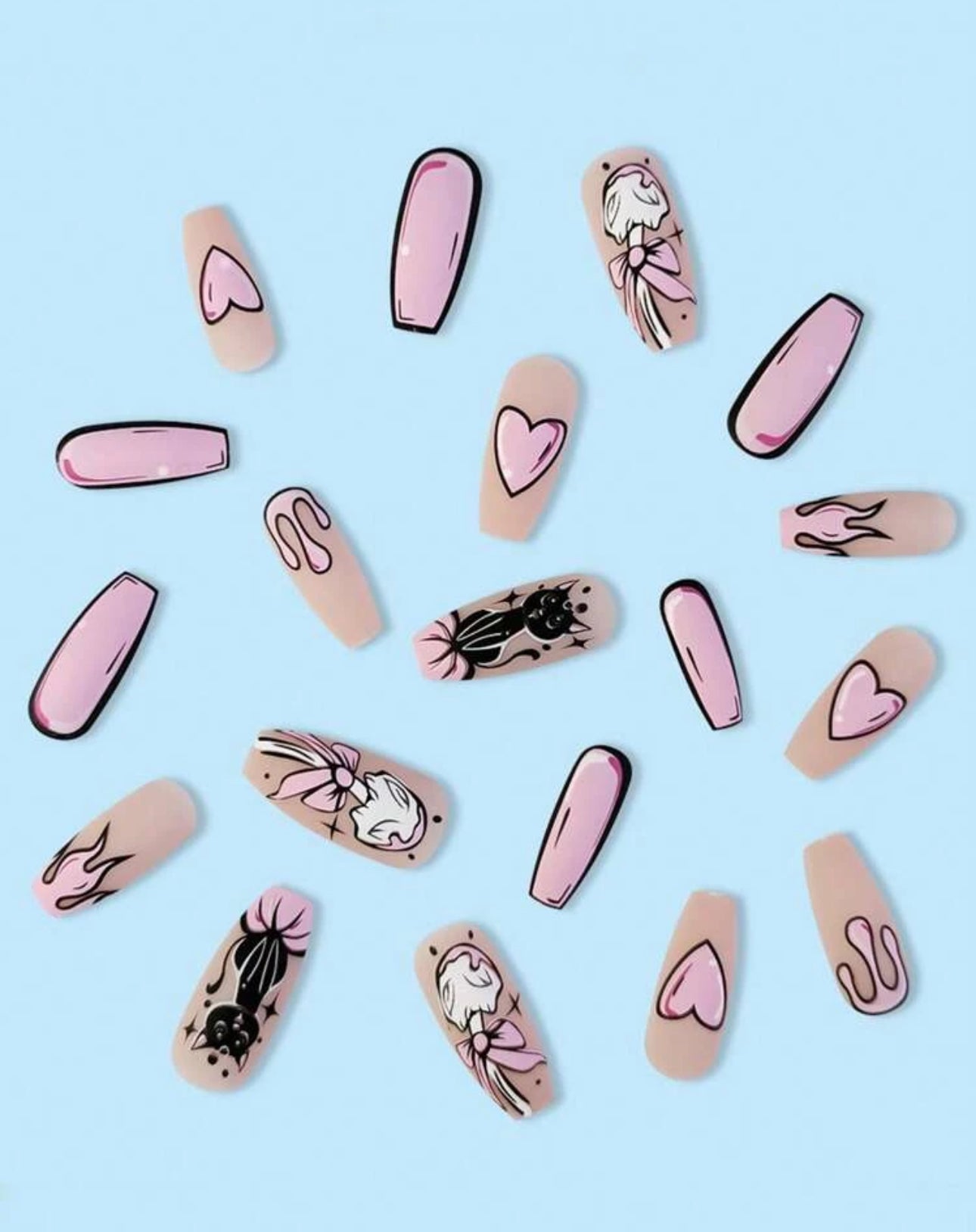 Pink Anime Type Nails