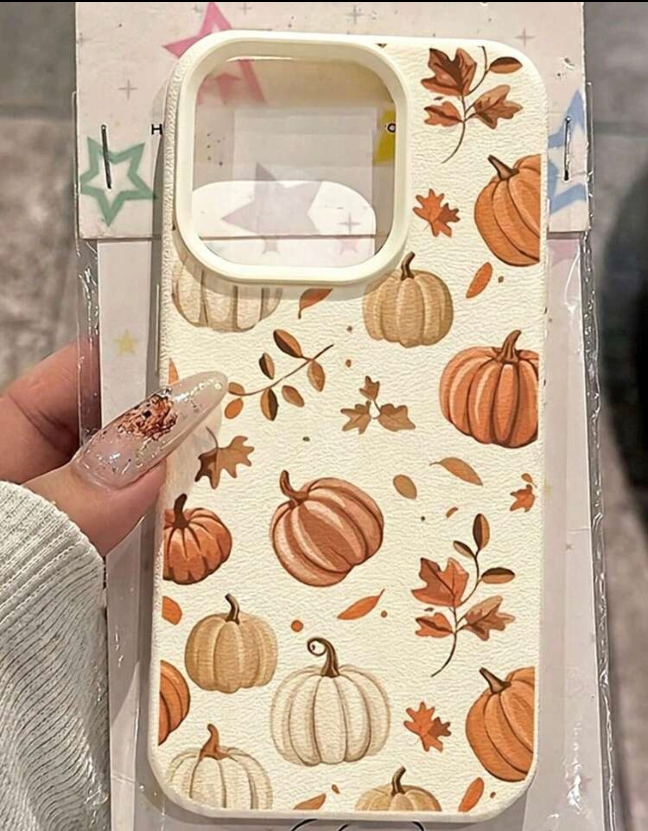Autumn Pumpkin Patch Leather-Texture iPhone Case