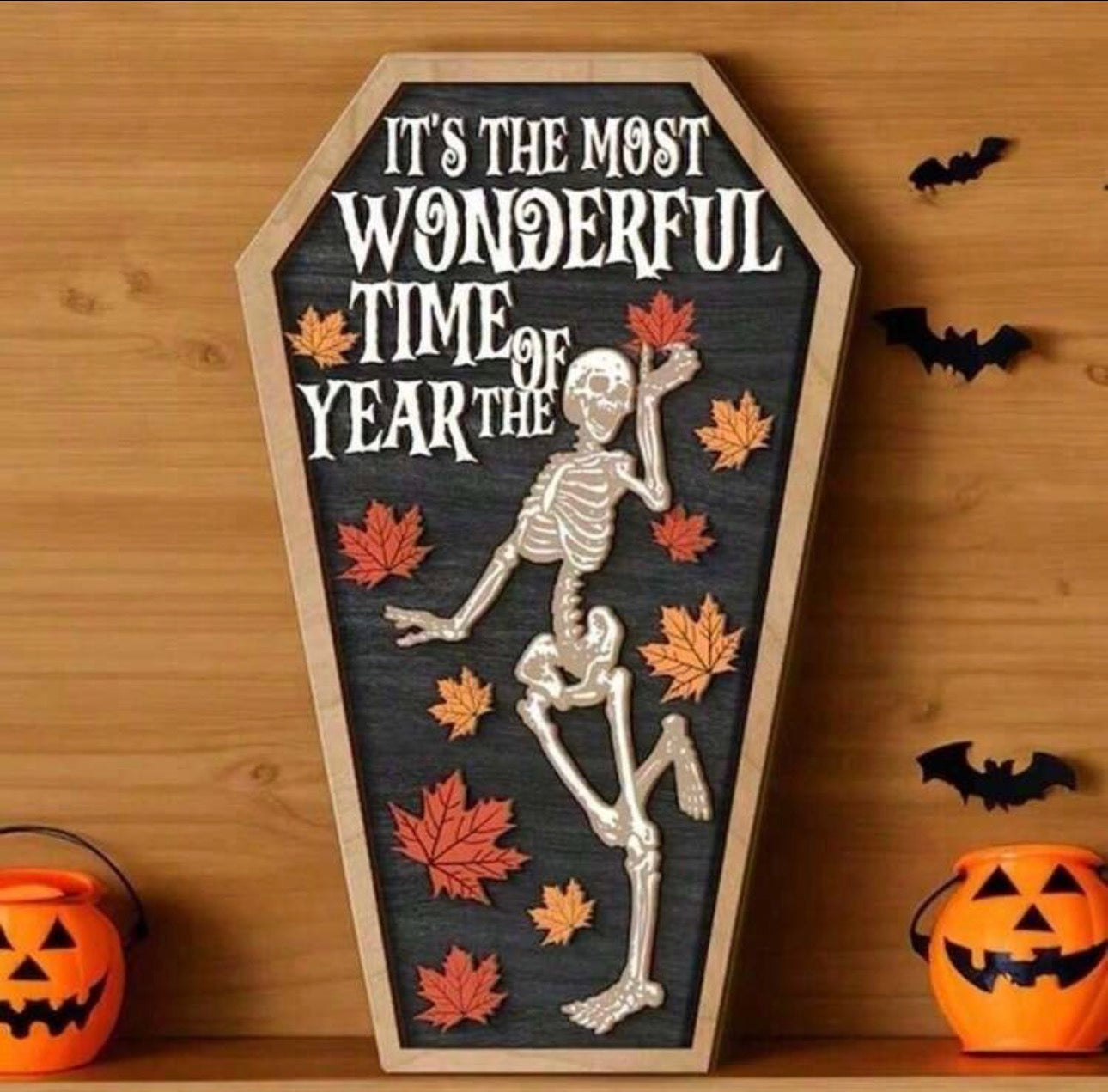 Dancing Skeleton Coffin Wall Sign