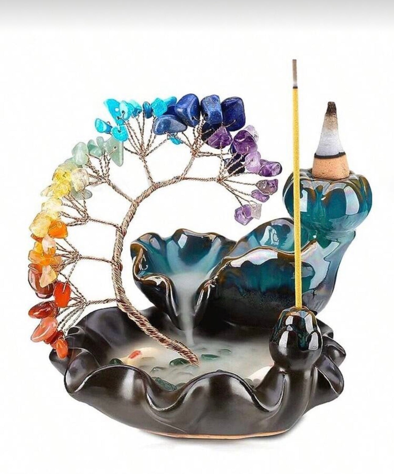 7-Chakra Tree of Life Backflow Incense Burner