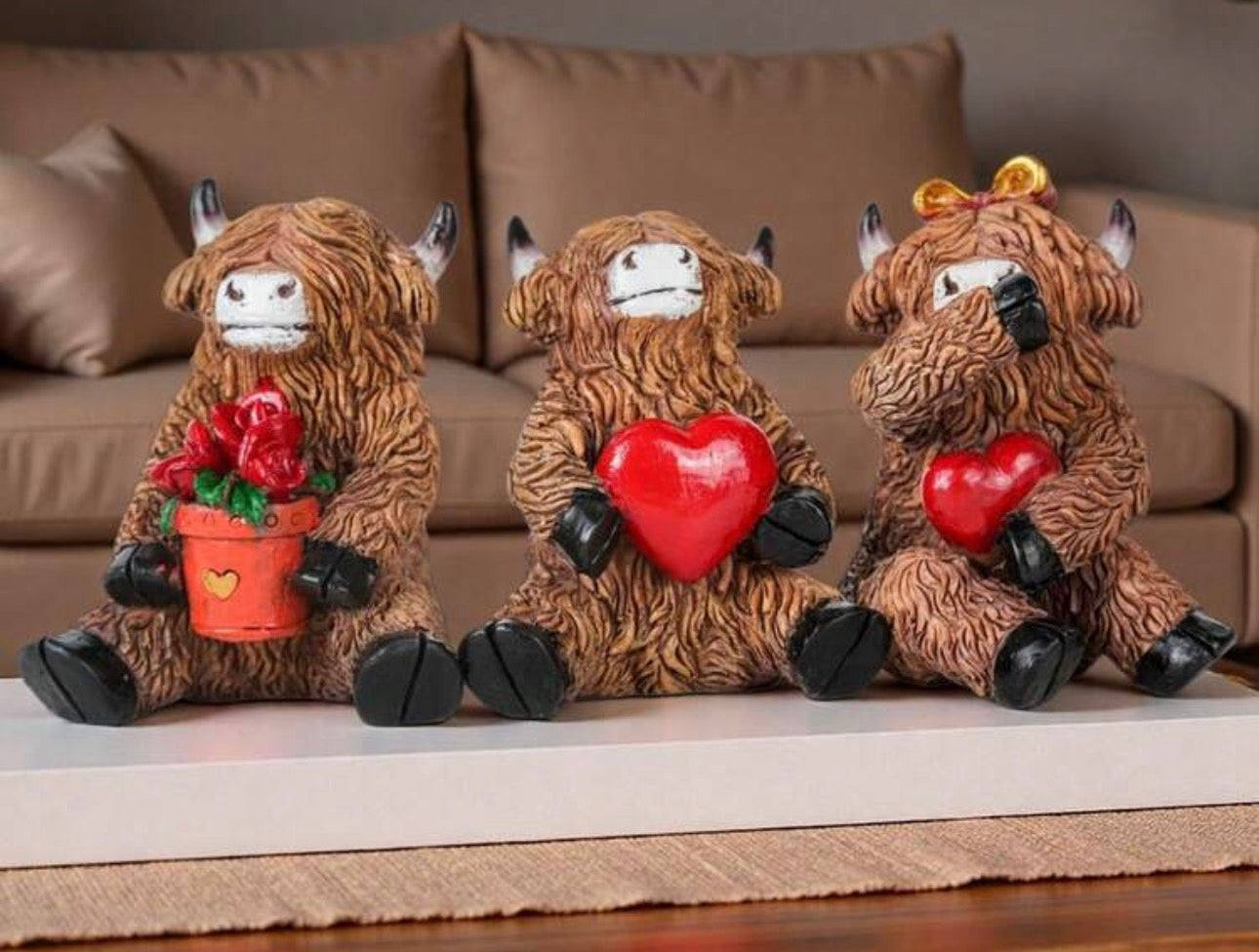 Cute Highland Cow 3 Figures