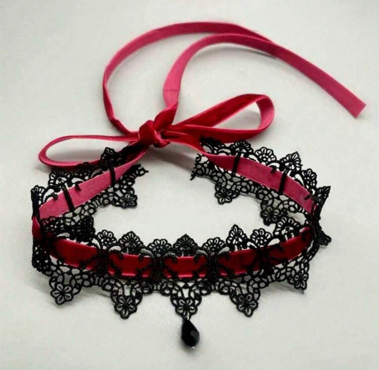 Lace Red And Black Choker