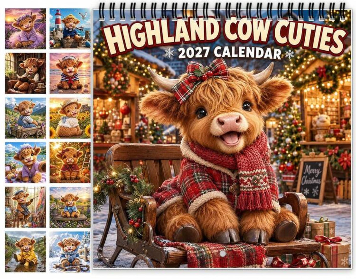 Highland Cow Cuties 2027 Wall Calendar