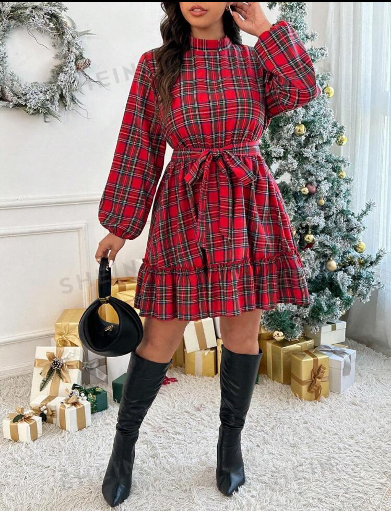 Curvy Tartan Christmas Dress