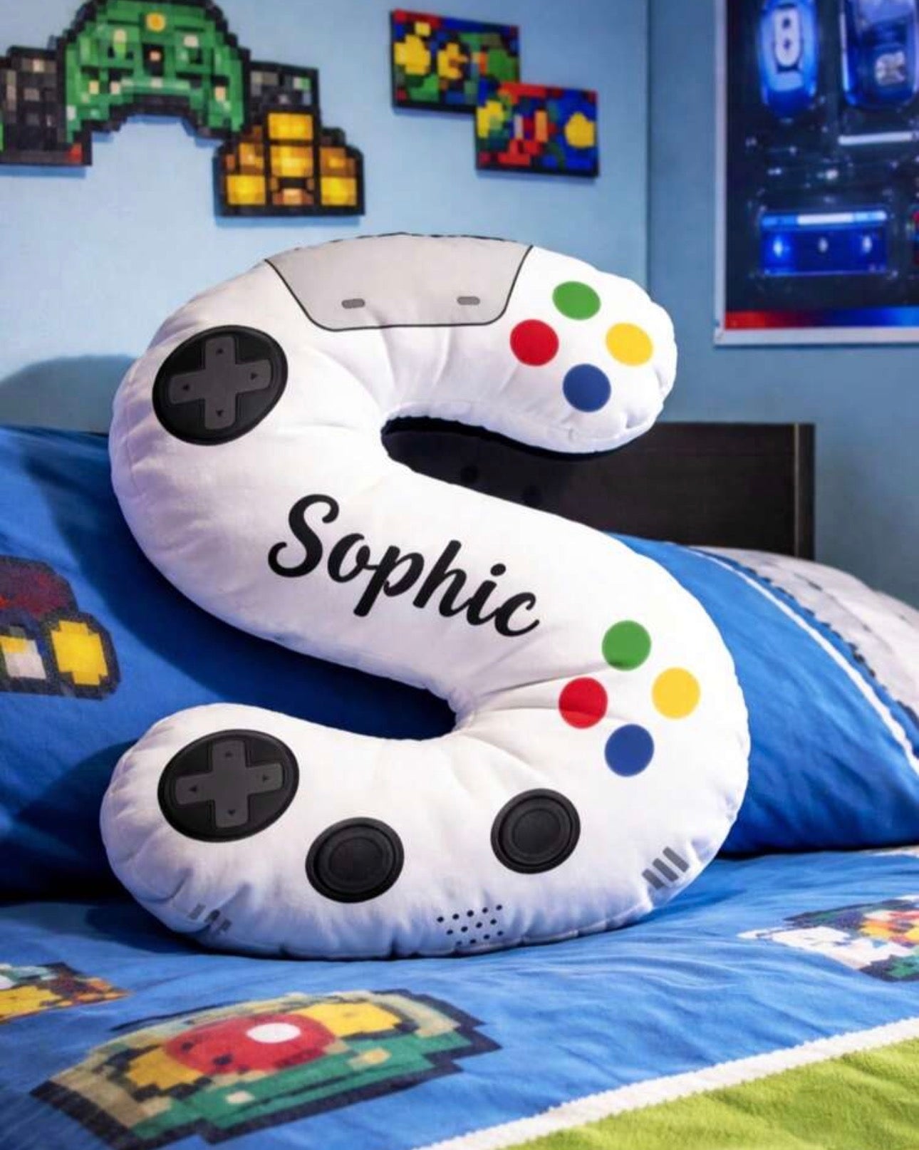 Custom Gamer Initial Plush Pillow