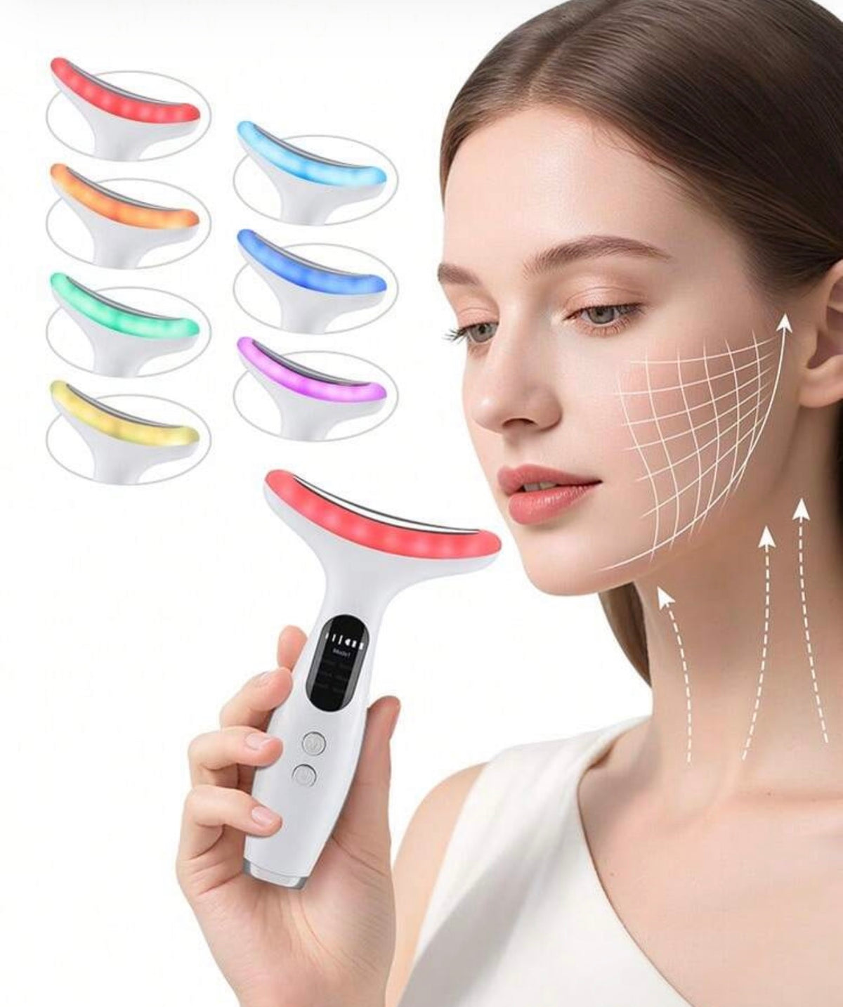 7-in-1 LED Light Therapy Neck & Face Massager