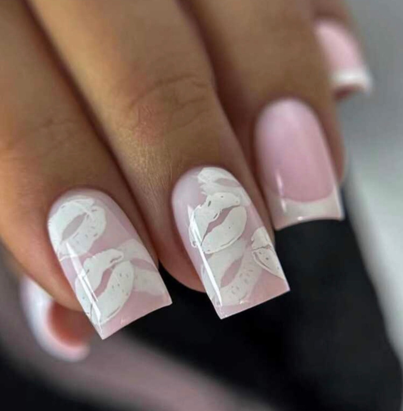 Pink Lip Shape Nails