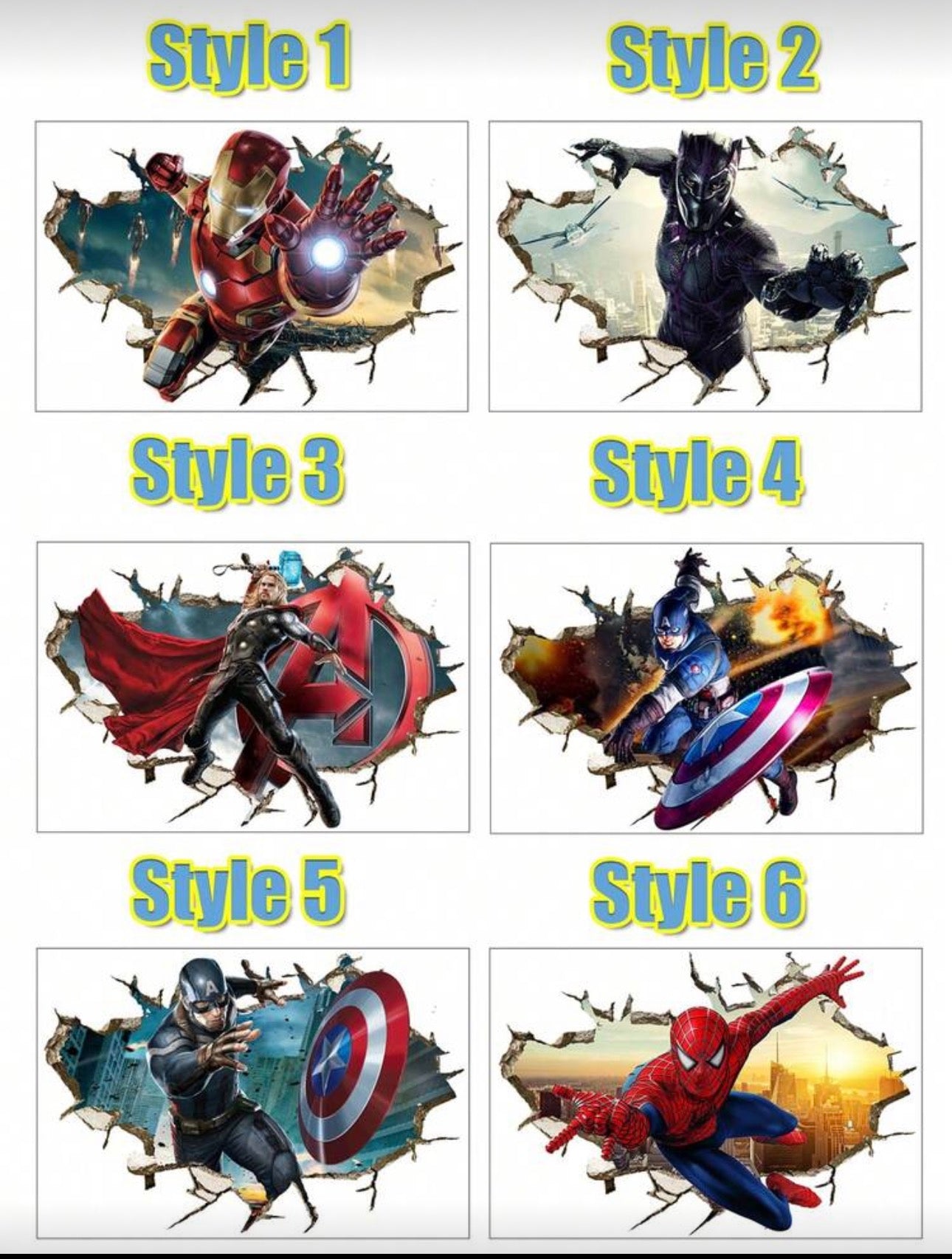 Large Marvel 3D Wall Stickers