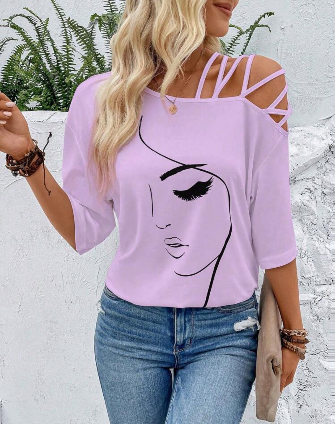Cold Shoulder Graphic T-shirt
