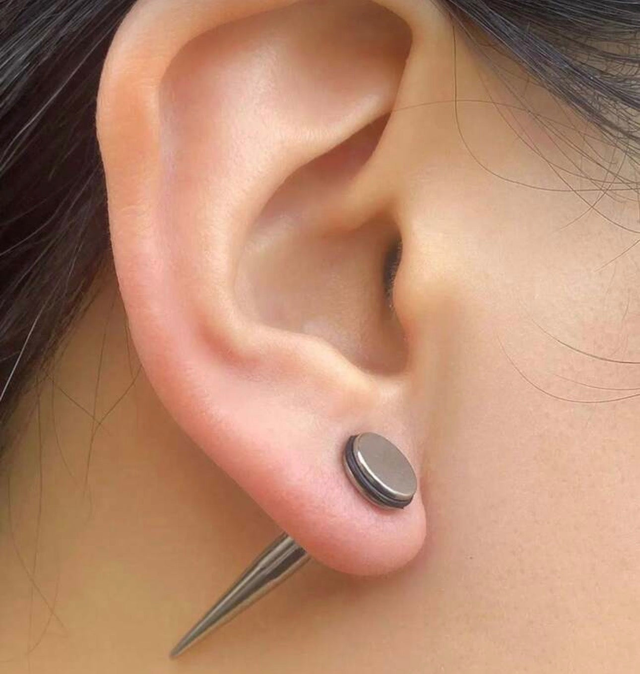 Small Silver Stretcher Earring
