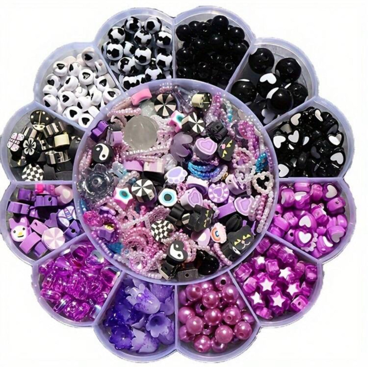 800 Piece Black and Purple Bead Kit