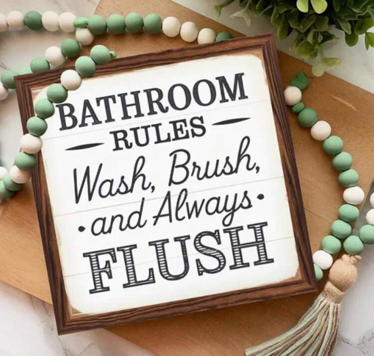 Rustic Wooden Bathroom Rules Sign