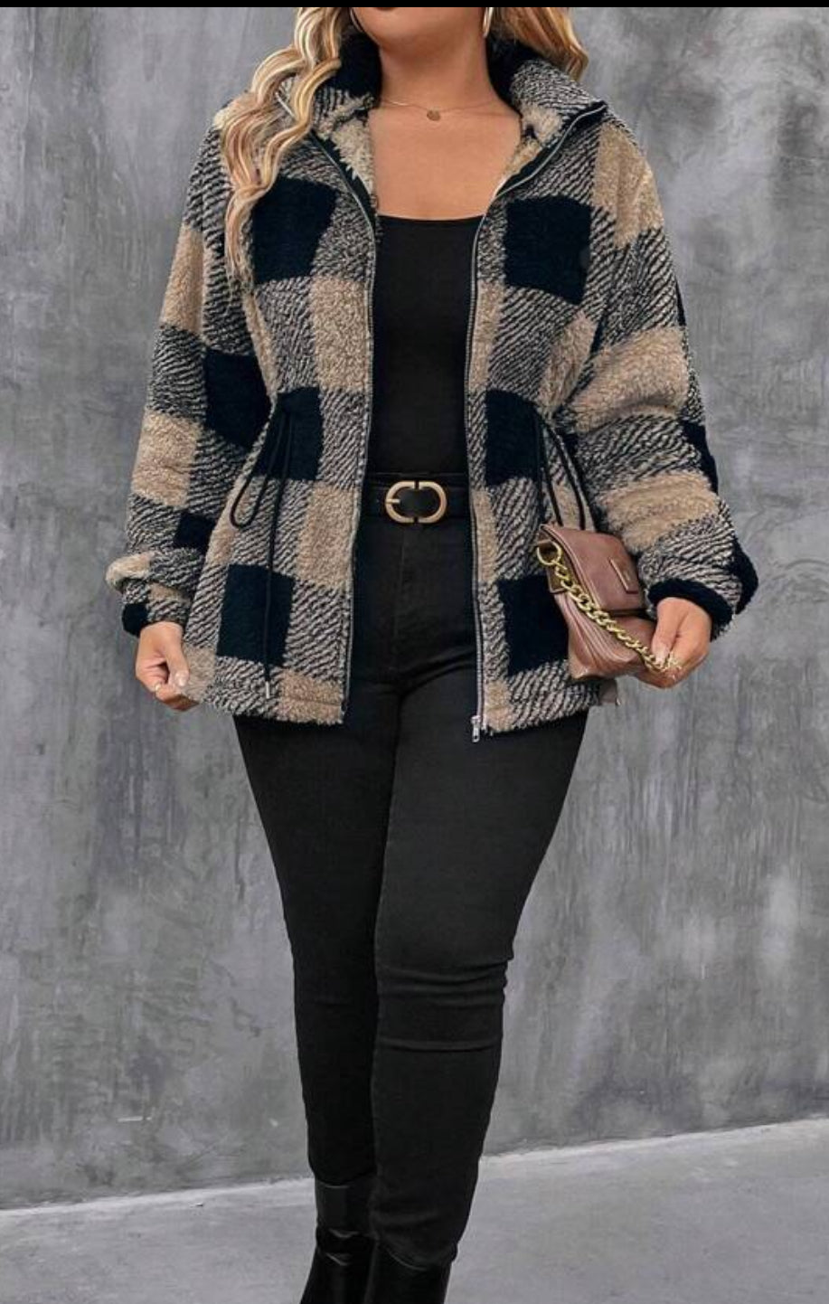 Women’s Plus Size Winter Plaid Coat