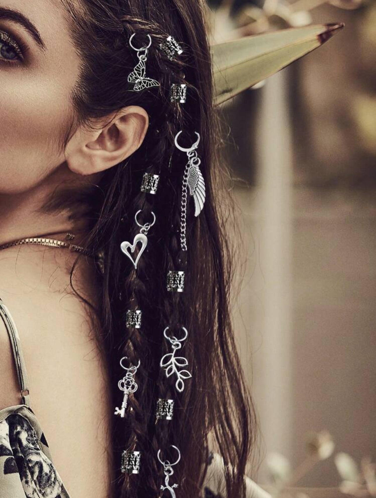 36 Piece Silver Braid Hair Rings