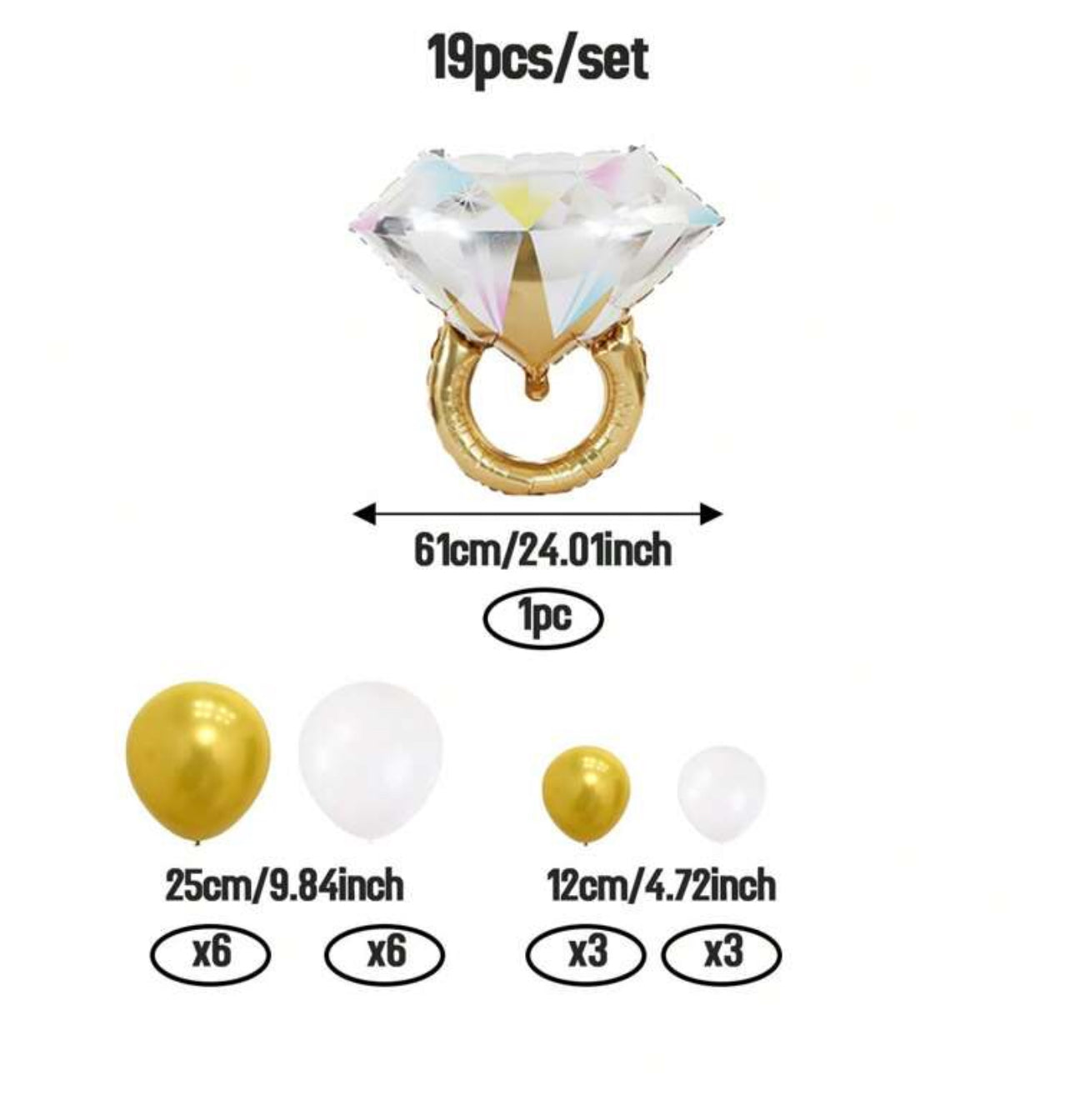 19 Piece Engagement Ring Balloon Kit