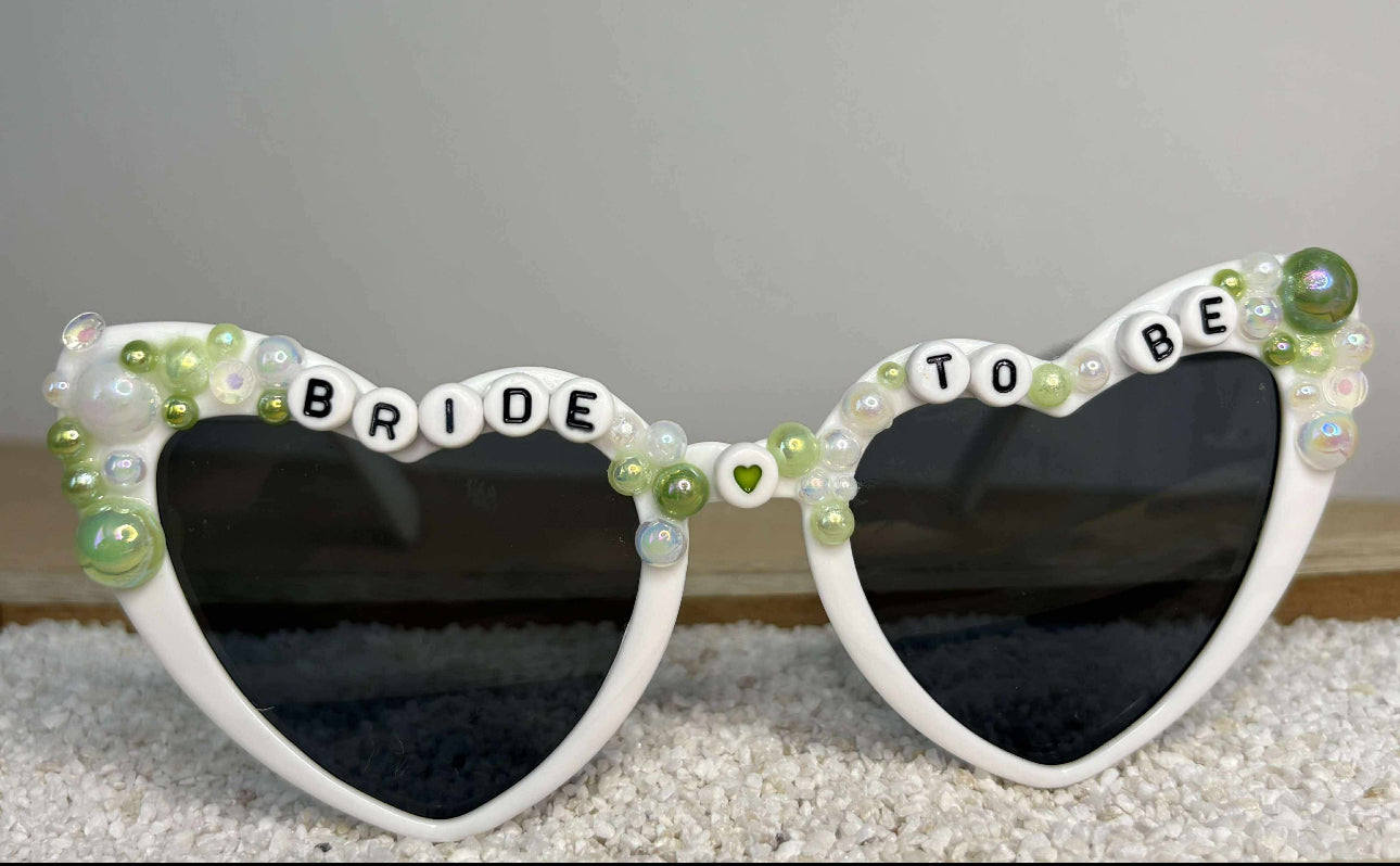 💥 SALE Bride To Be Green Pearled Sunglasses