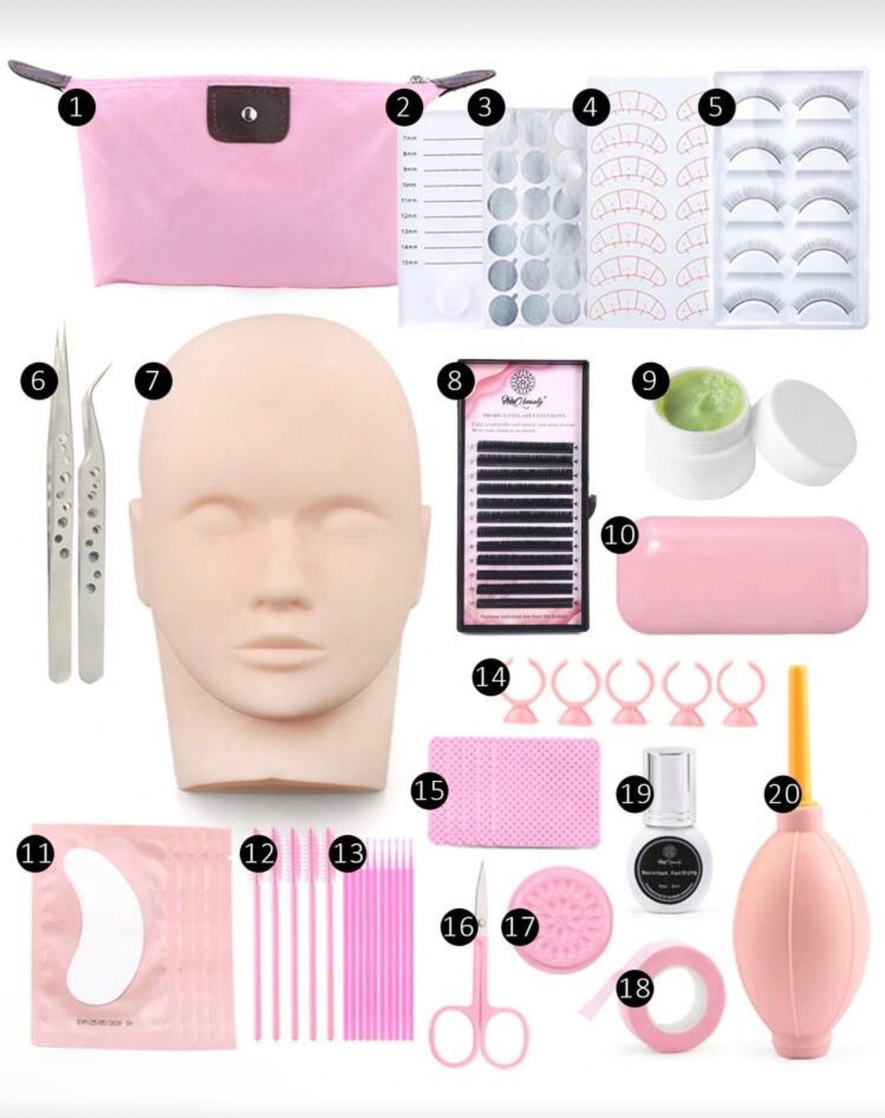 46 Piece Eyelash Training Kit