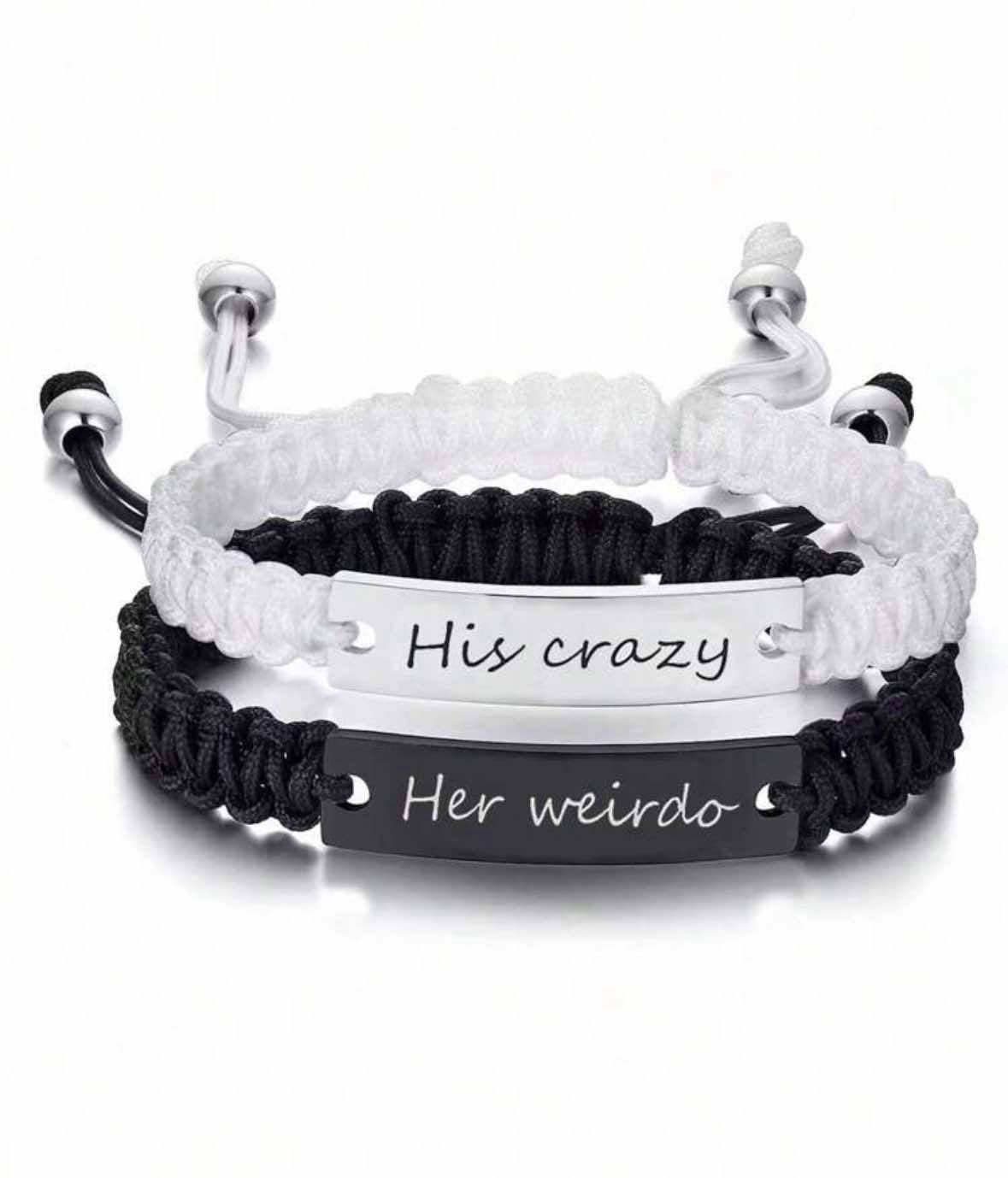 His Crazy Her Weirdo Adjustable Bracelets