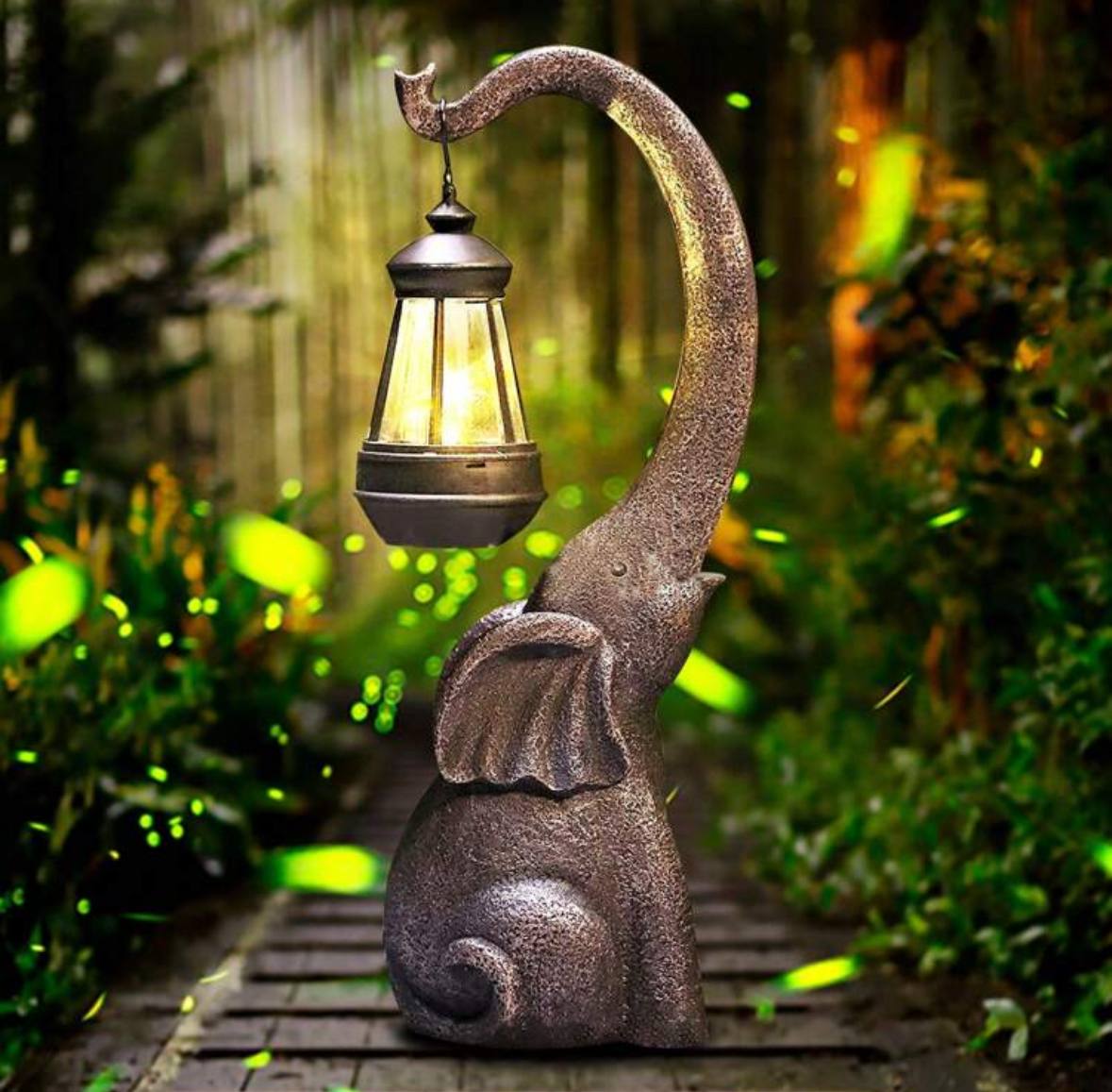 Elephant Statue With A Hanging Lantern