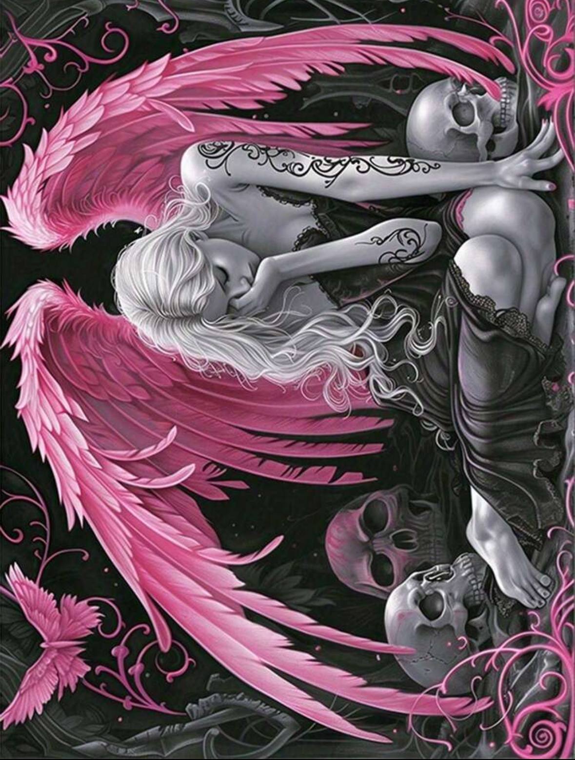 Grey and Pink Angel Diamond Painting