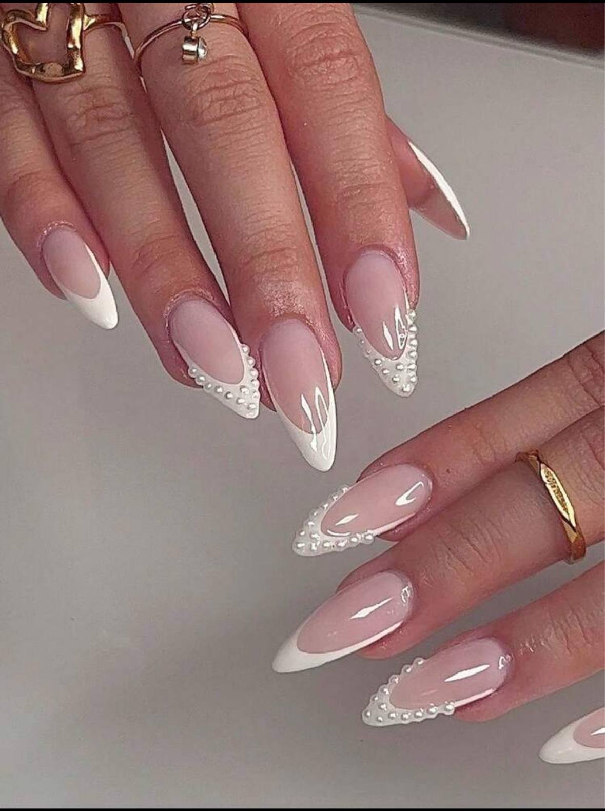 Pearl French Tip Nails