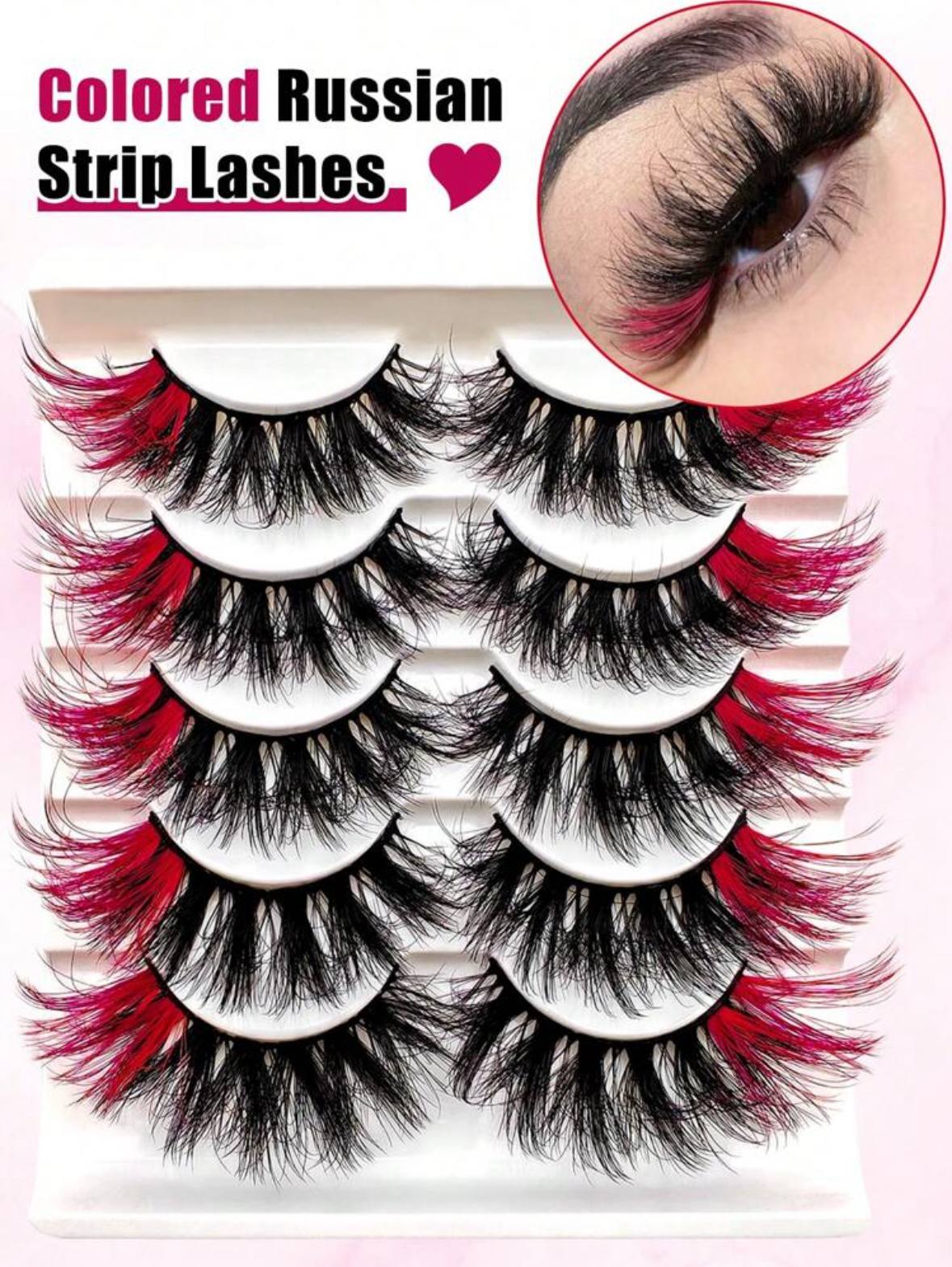 Set Of 5 Red Russian Lashes