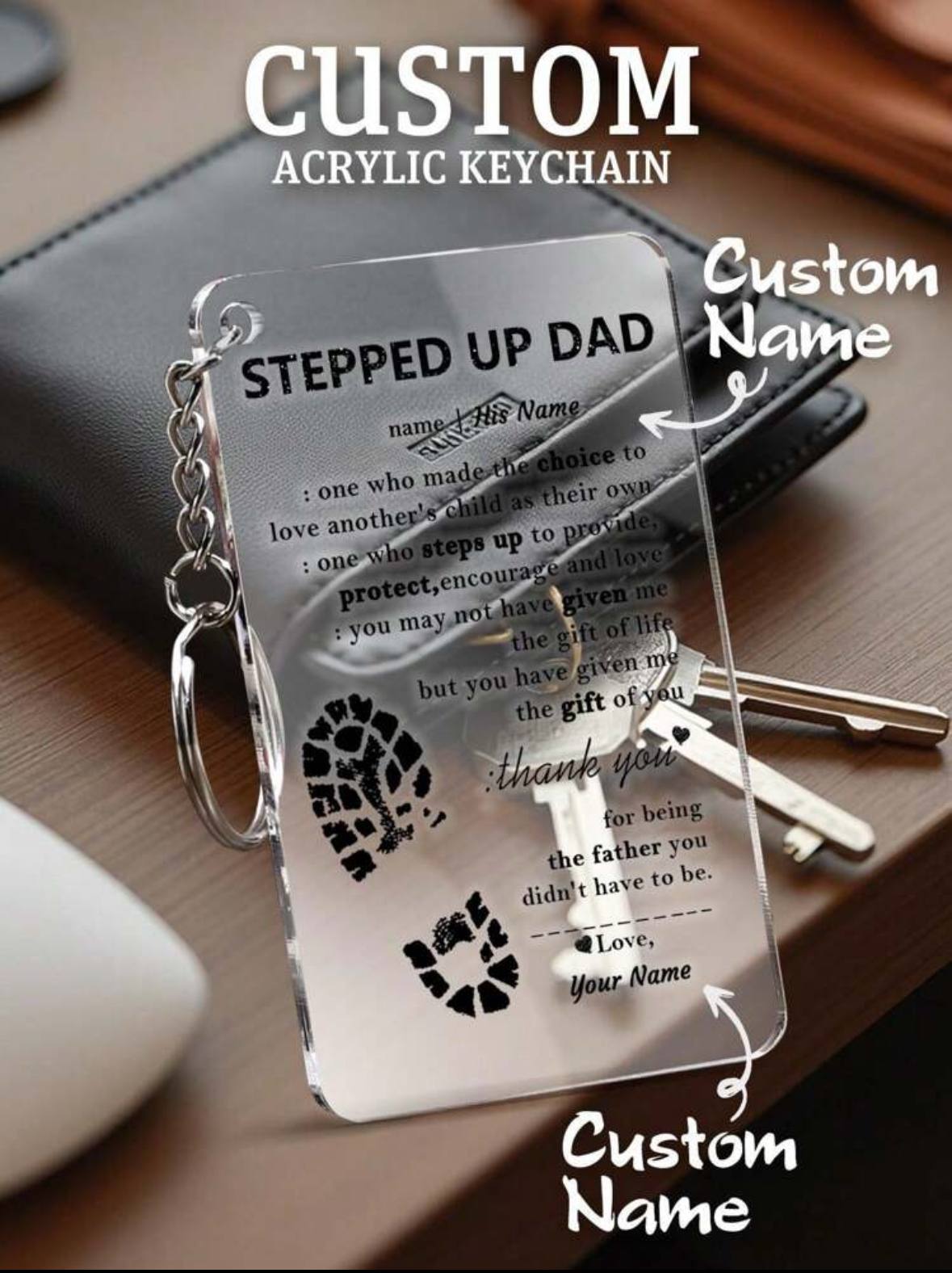 Personalised Stepped Up Dad Keychain