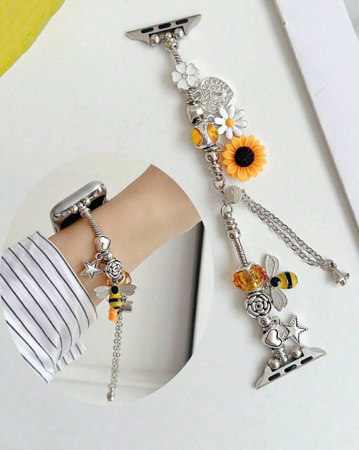 Flower and Bee Charm Bracelet